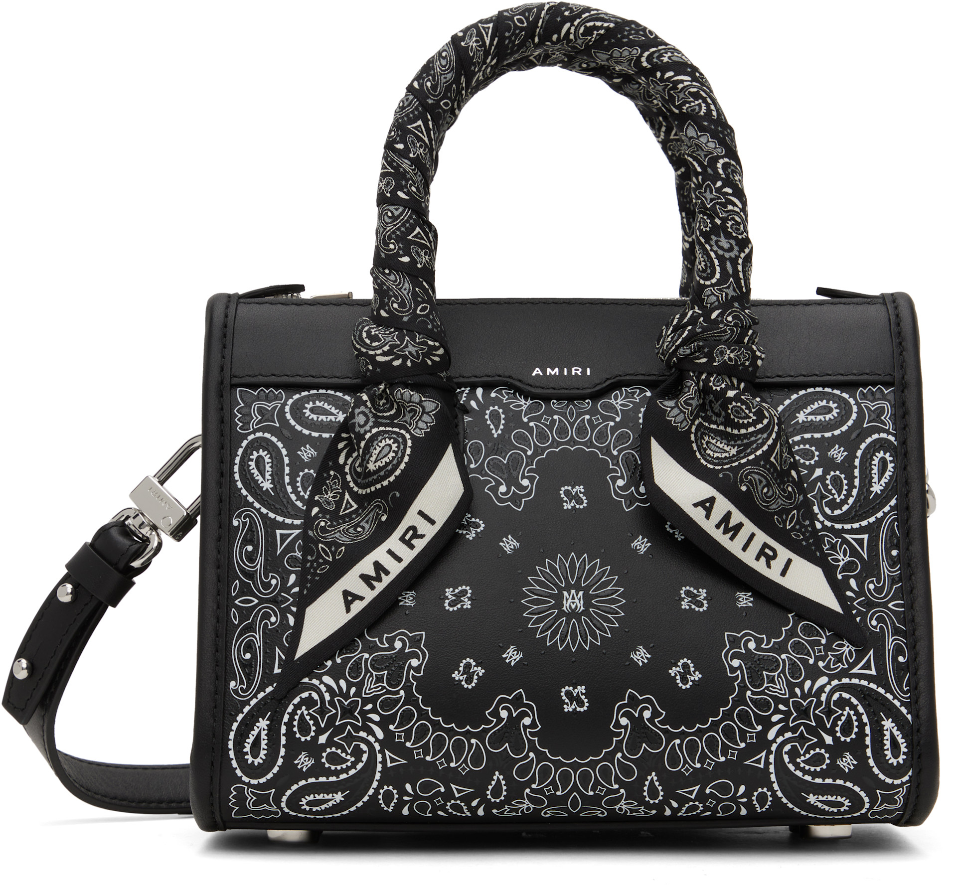 【新品】AMIRI BANDANA MICRO TRIANGLE BAG アミリ AMIRI: Black Bandana Micro Triangle Bag | SSENSE