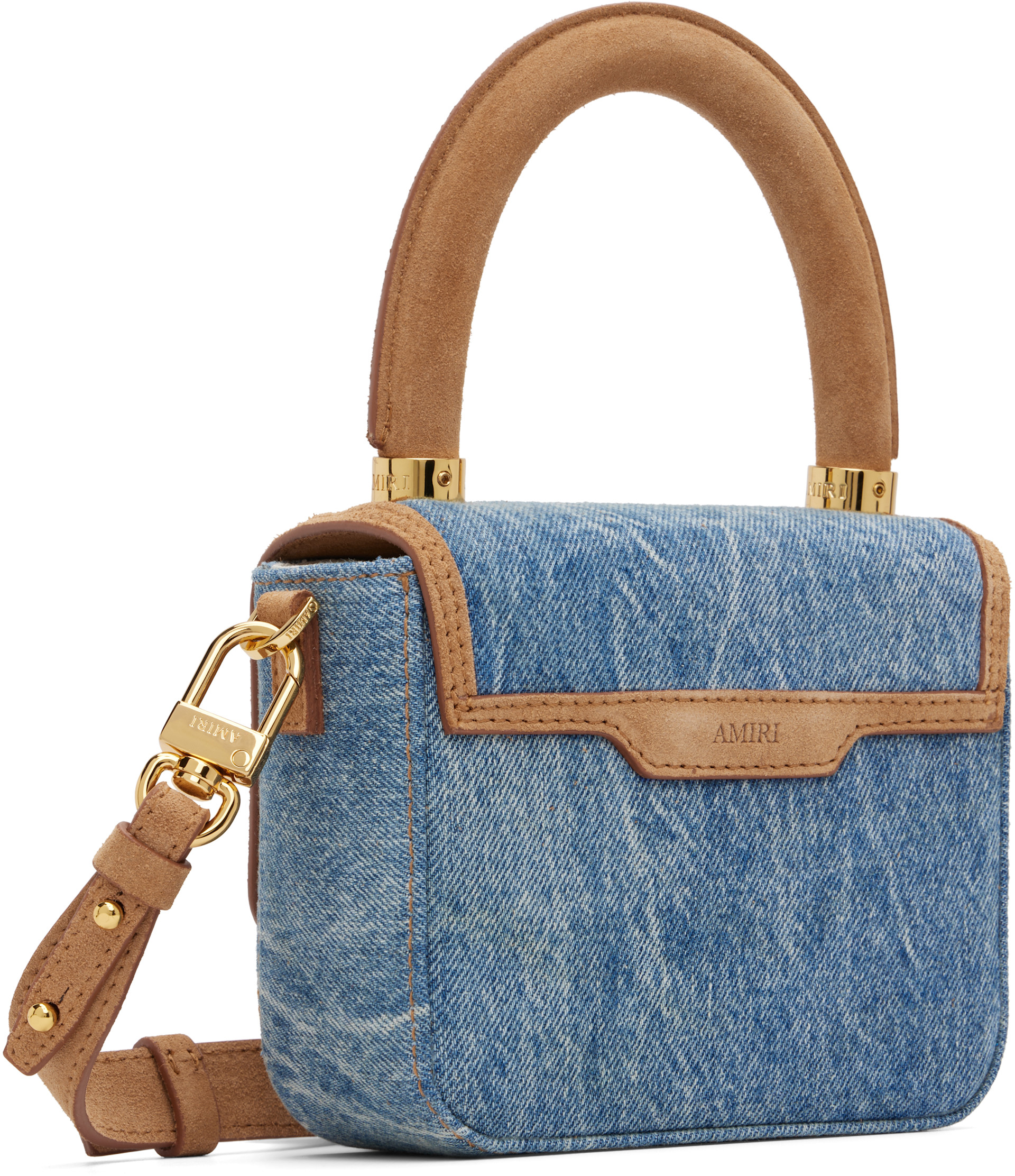 新品 AMIRI MA CROSSBODY DENIM AMIRI: Blue Denim Suede Micro MA Bag | SSENSE