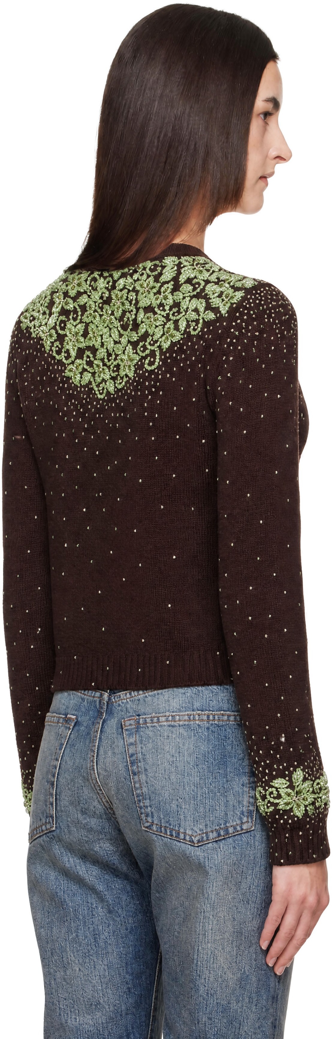 AMIRI: Brown Embellished Knit Cardigan | SSENSE