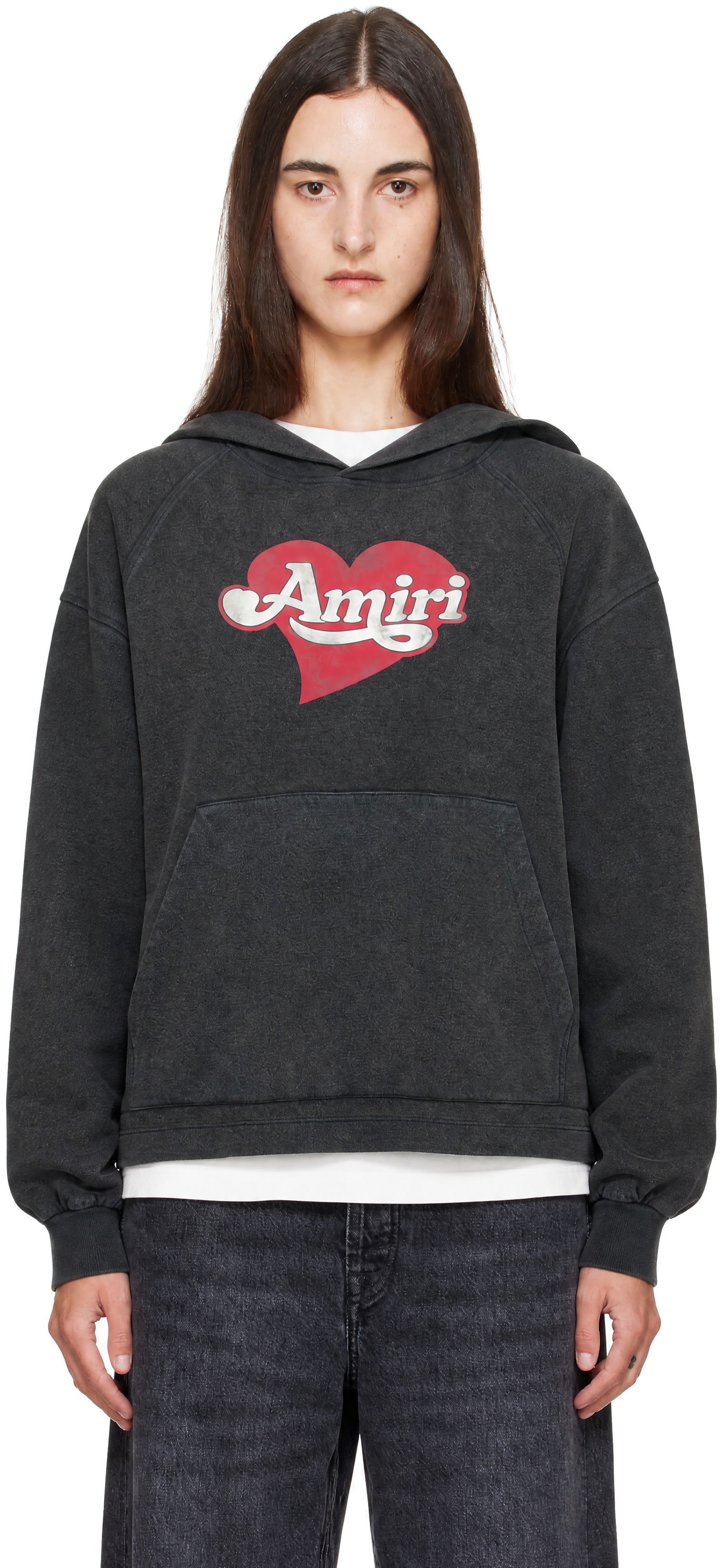 AMIRI - Pull à capuche gris à image à logo