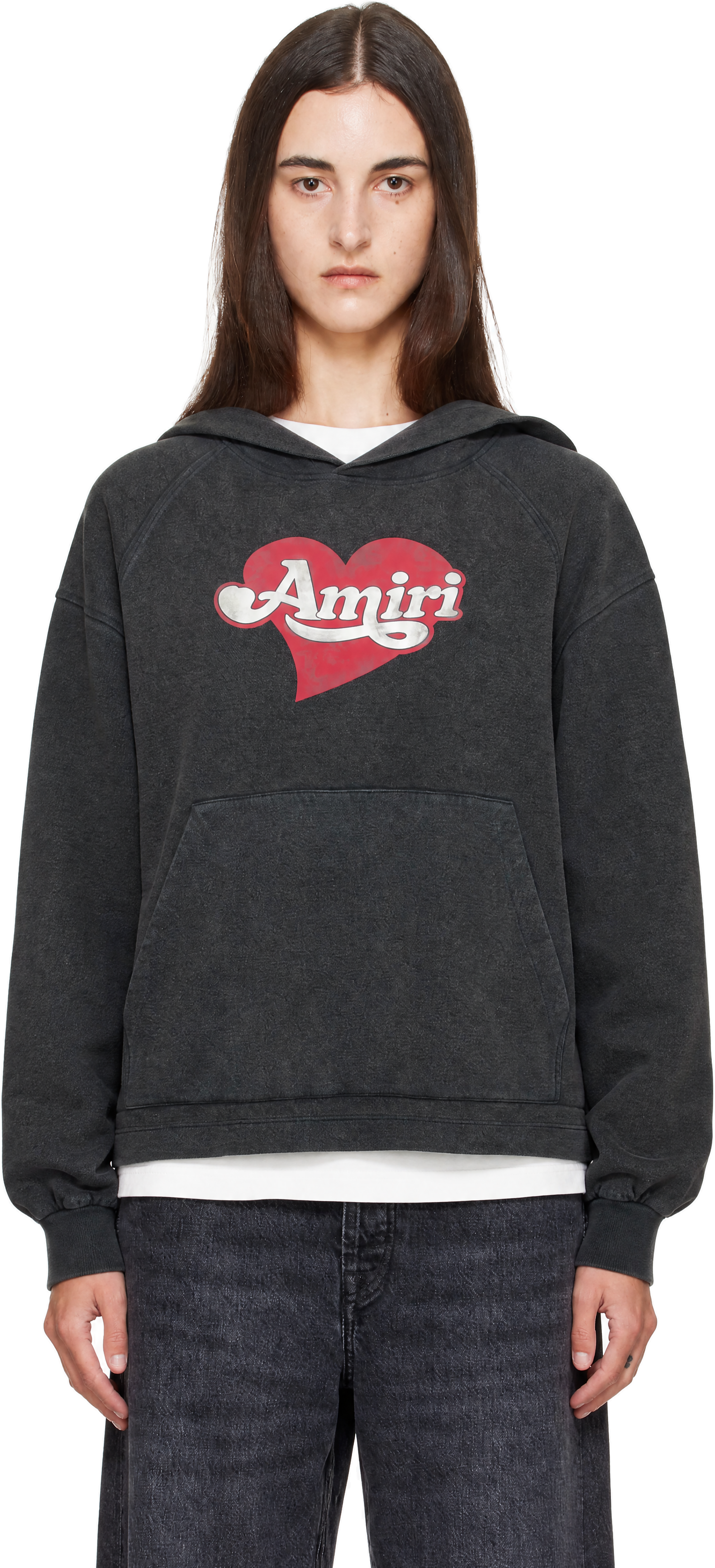 AMIRI - Pull à capuche gris à image à logo
