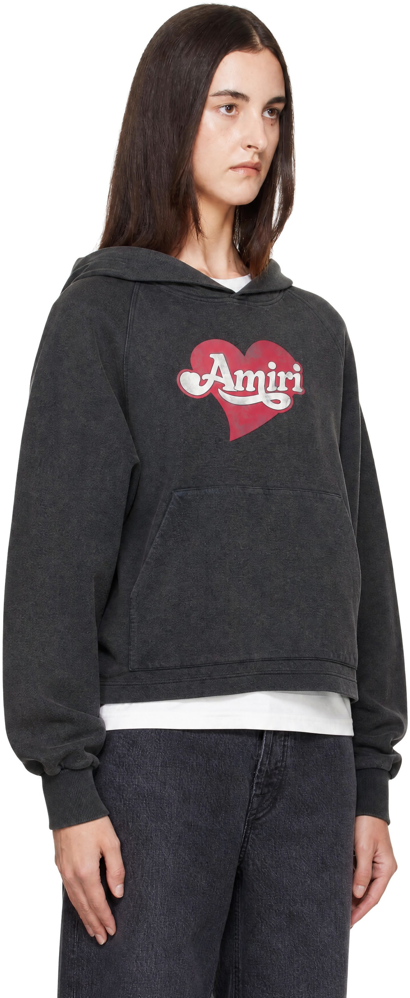 AMIRI - Pull à capuche gris à image à logo