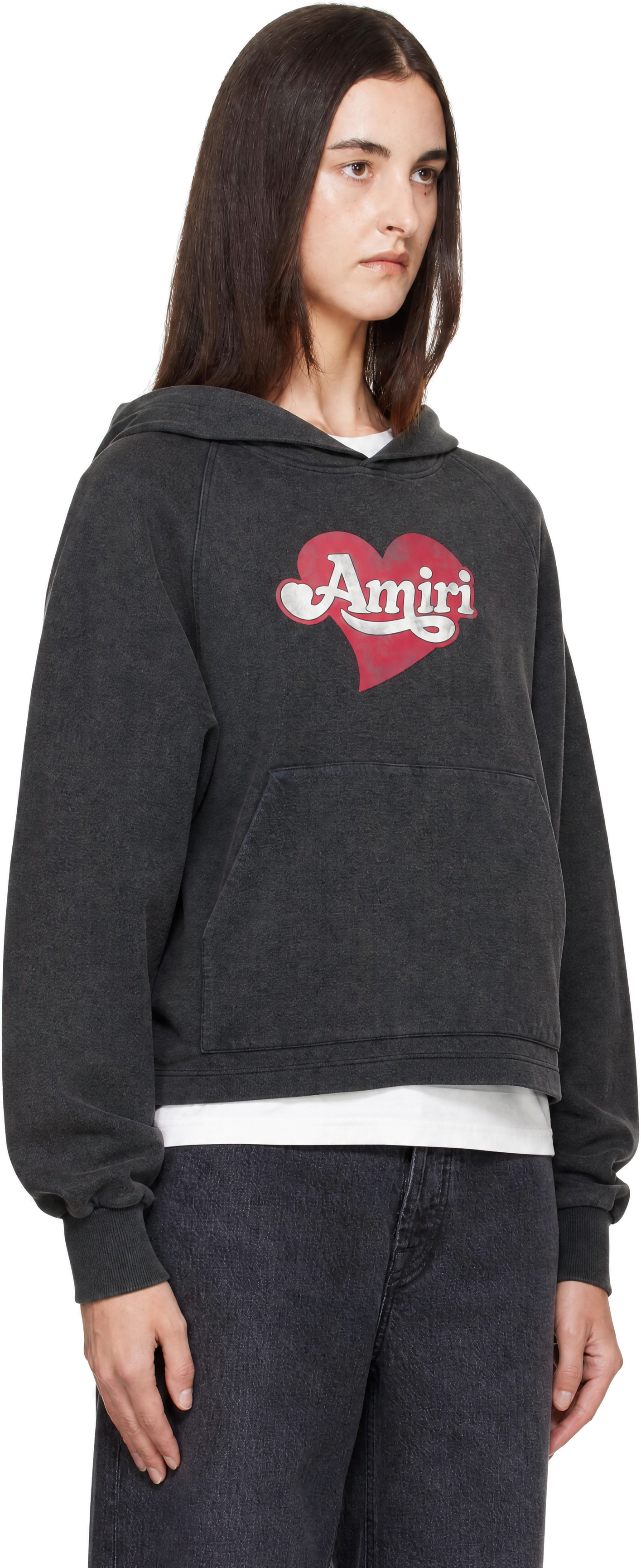 AMIRI - Pull à capuche gris à image à logo