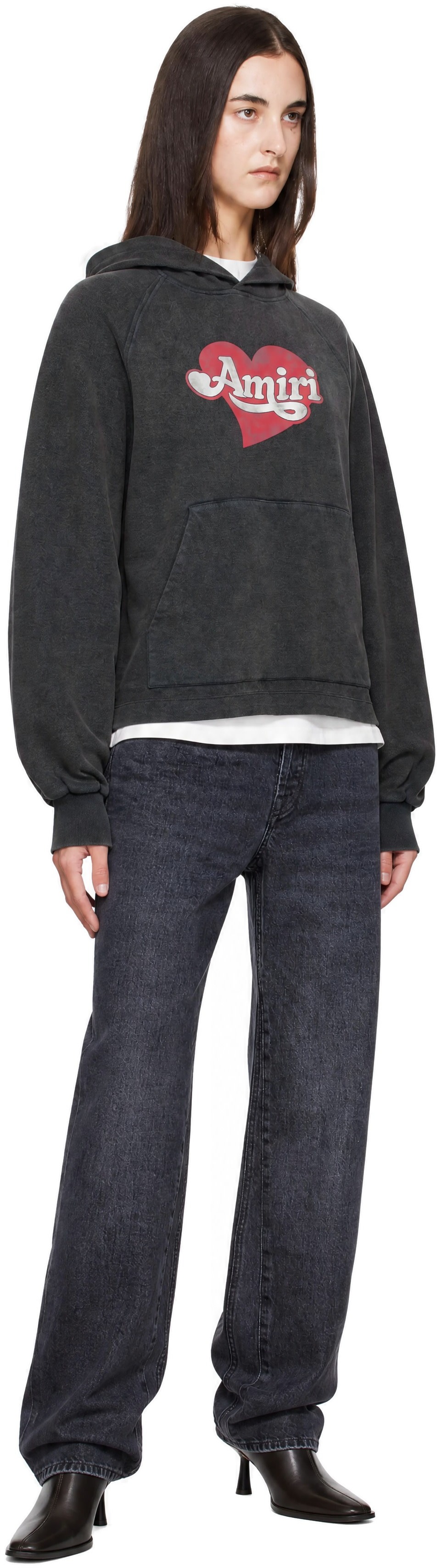AMIRI - Pull à capuche gris à image à logo