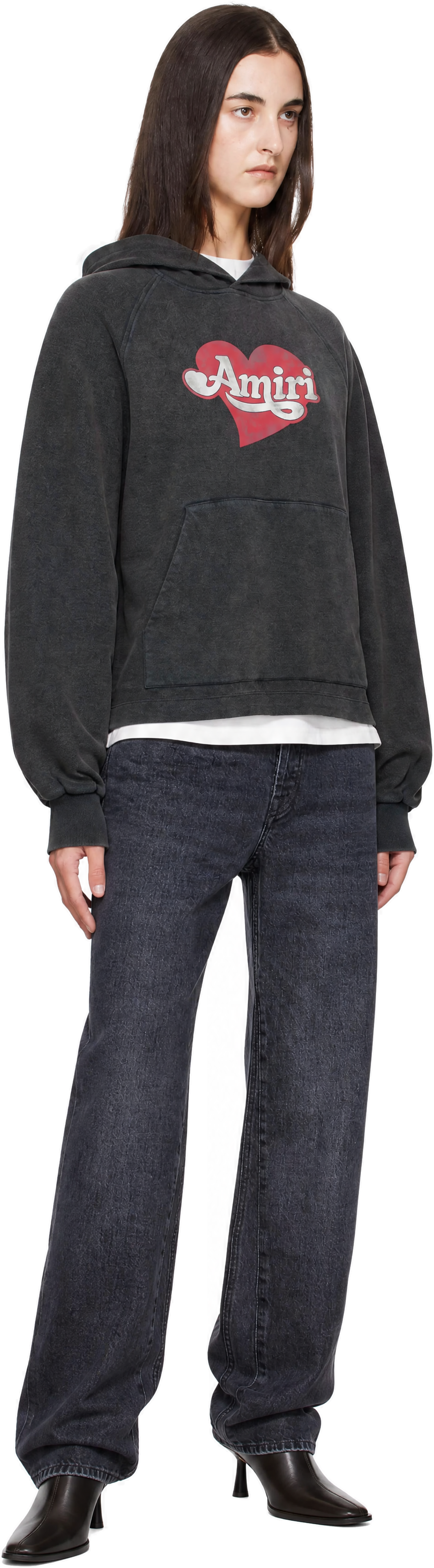 AMIRI - Pull à capuche gris à image à logo