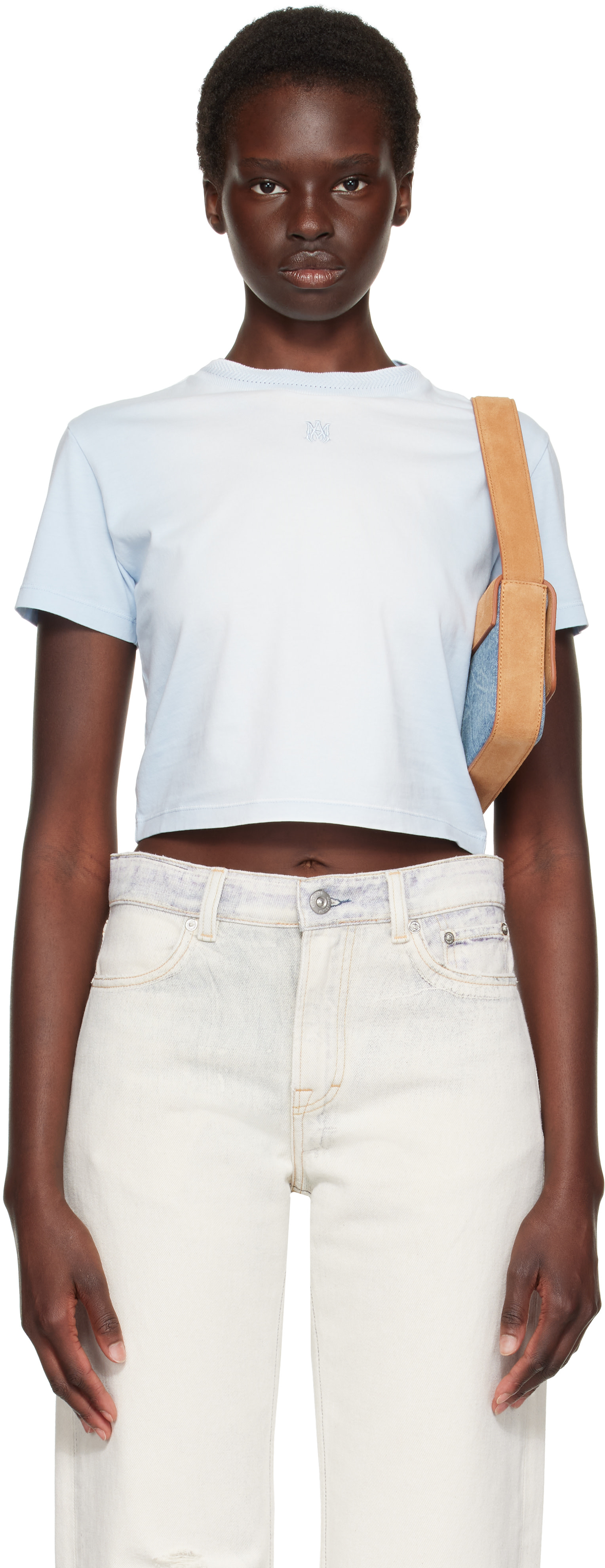 AMIRI - Micro t-shirt bleu à monogramme
