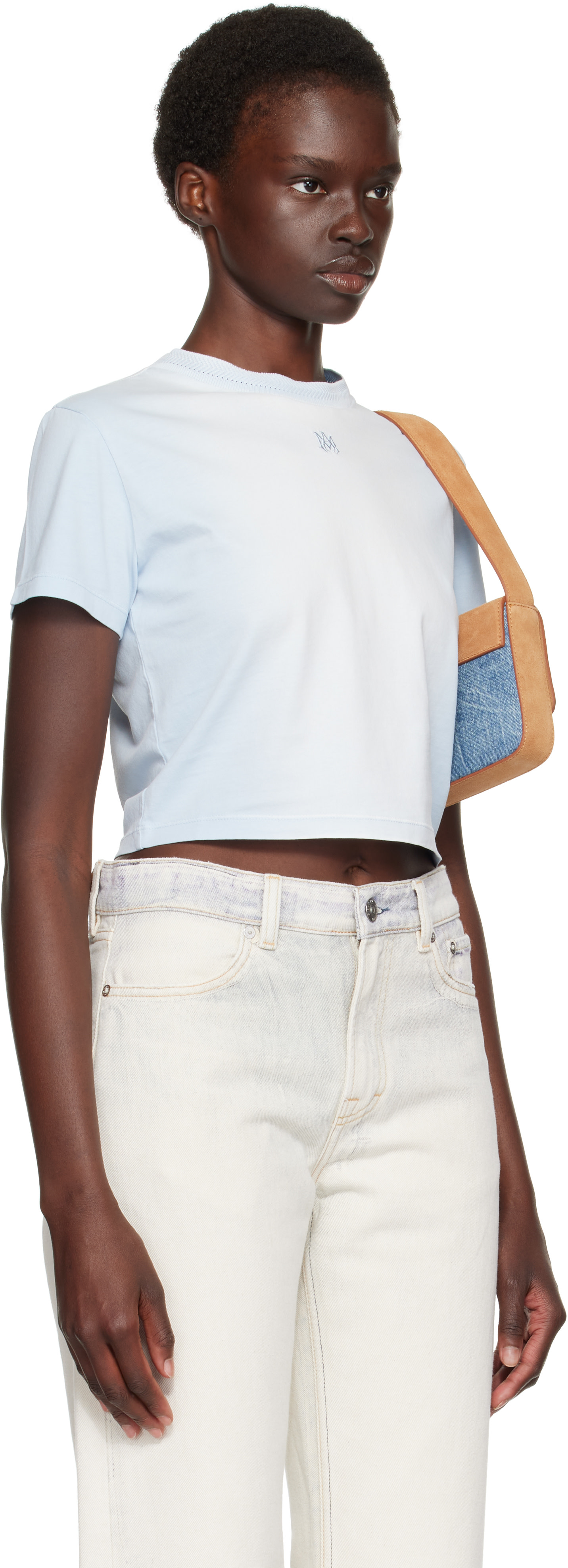 AMIRI - Micro t-shirt bleu à monogramme