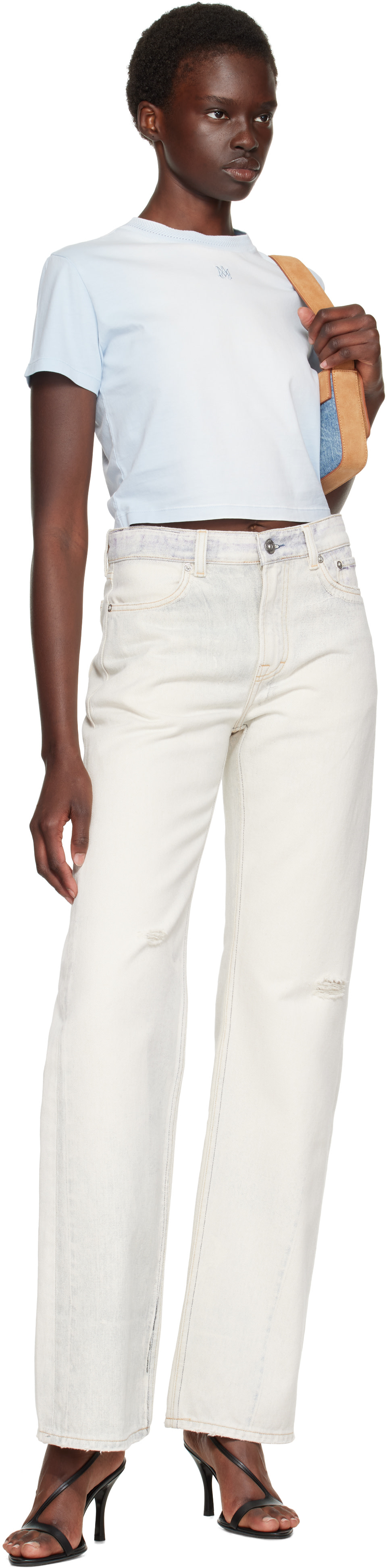 AMIRI - Micro t-shirt bleu à monogramme