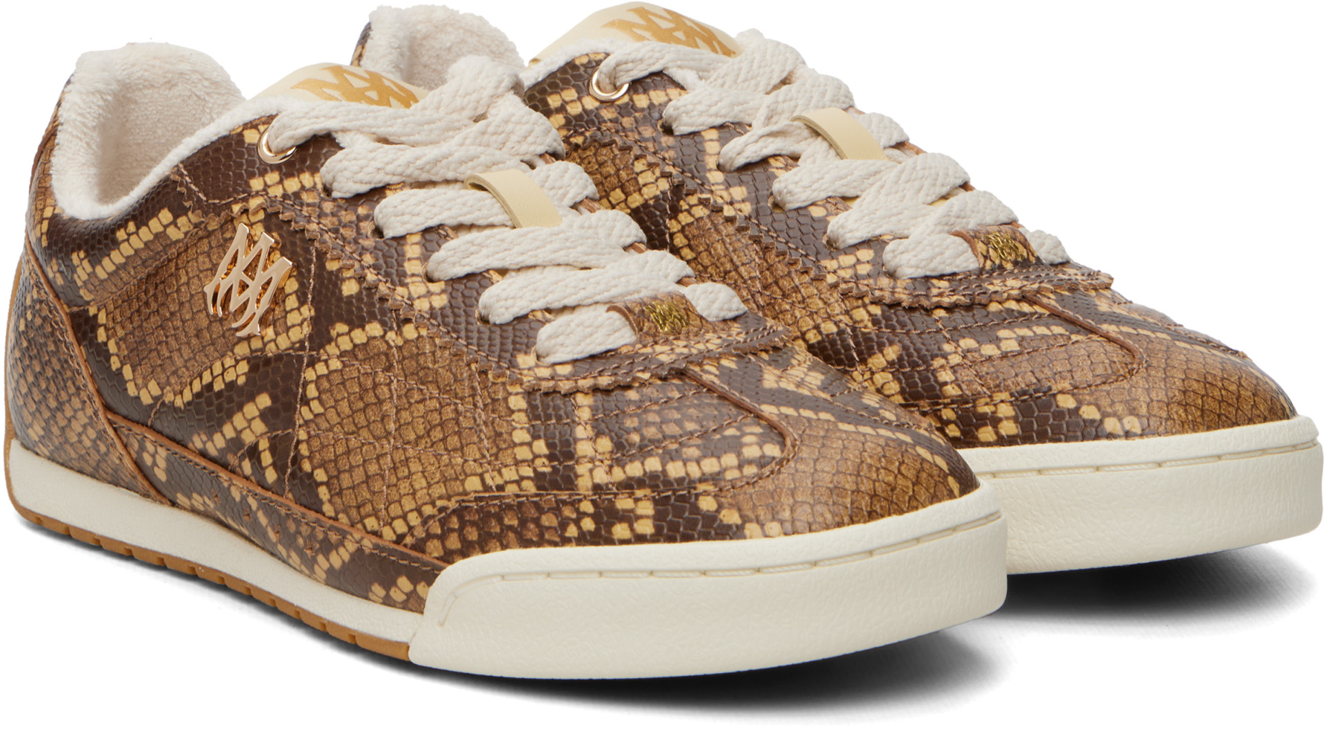 AMIRI - Baskets Coastline brunes gaufrées façon python