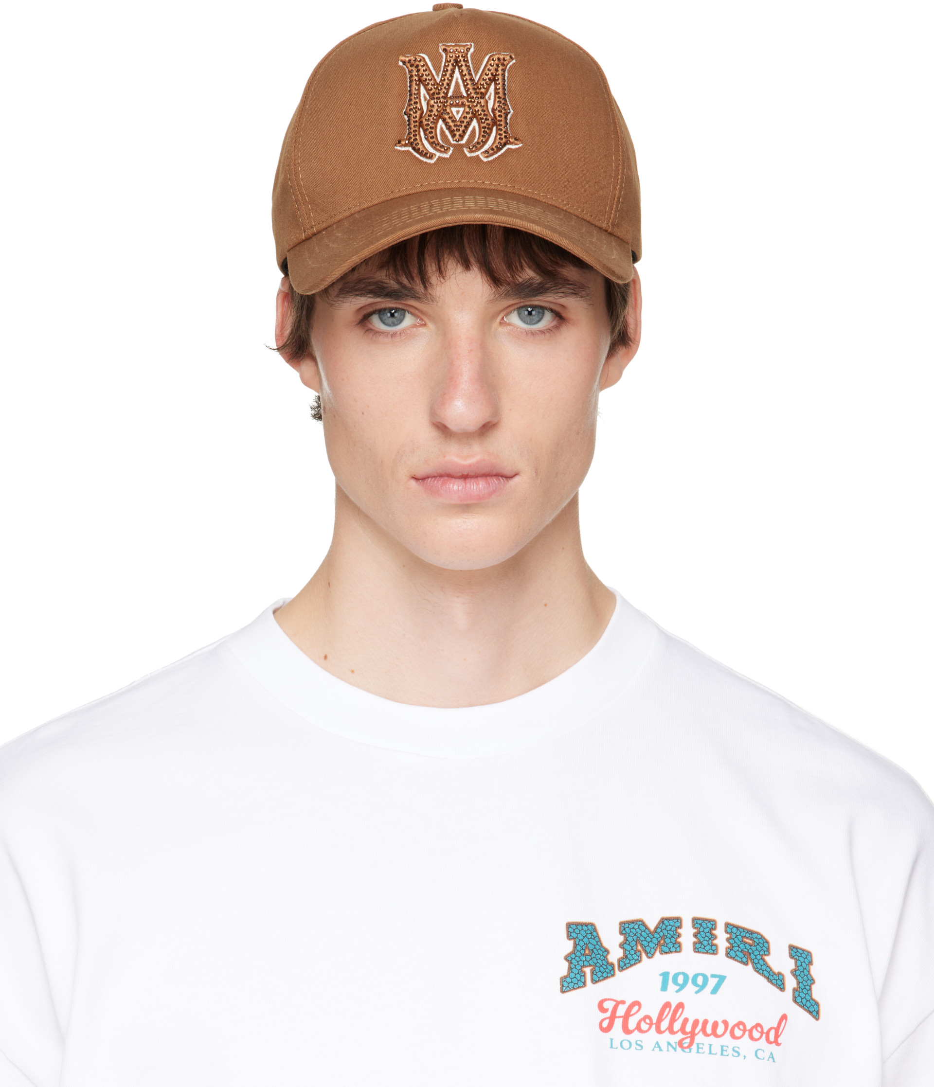 AMIRI - 탠 크리스탈 MA 아웃라인 캔버스 볼캡