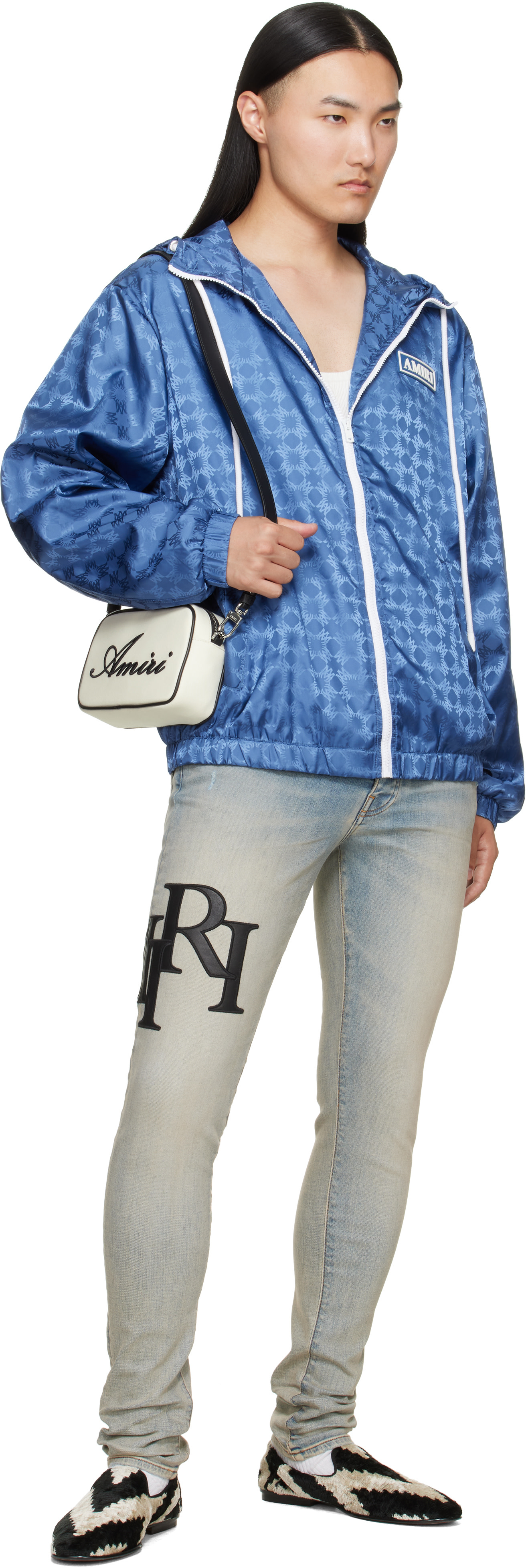 AMIRI - Sac caméra blanc cassé à logo brodé