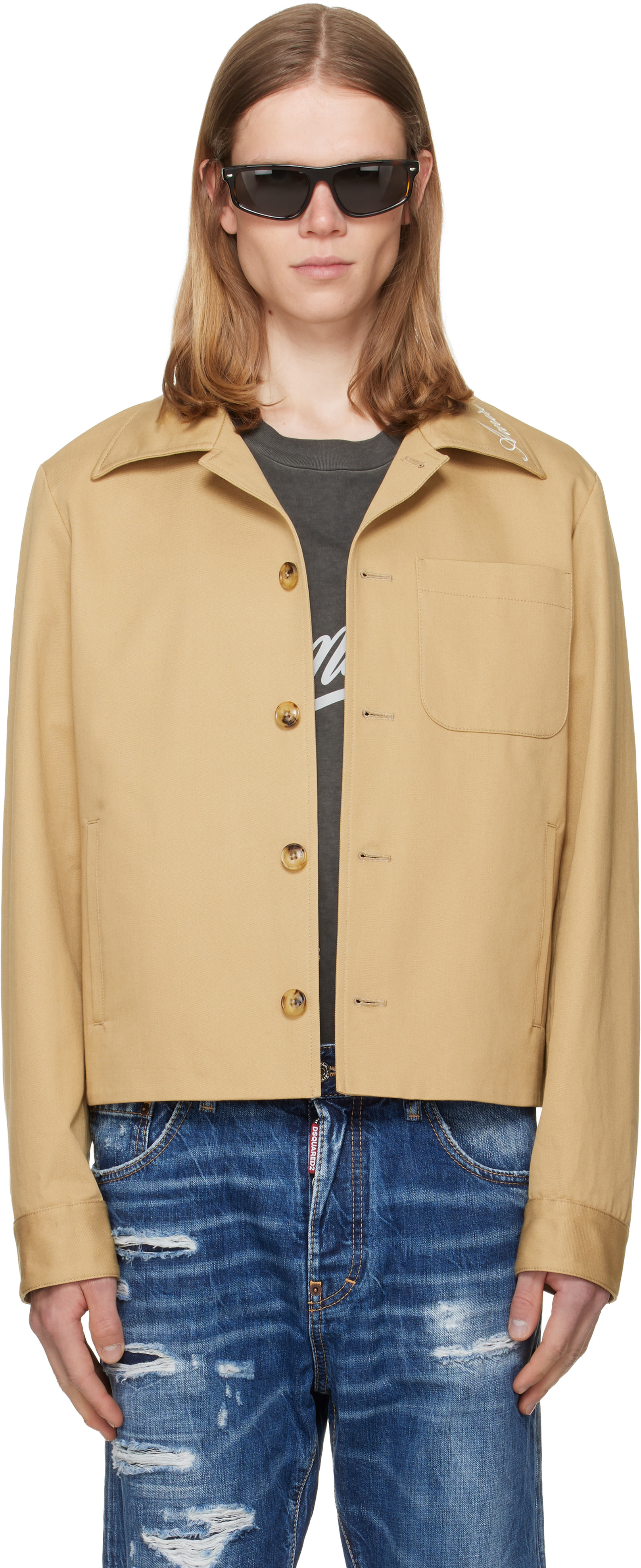 AMIRI - ベージュ Script Collar シャツジャケット