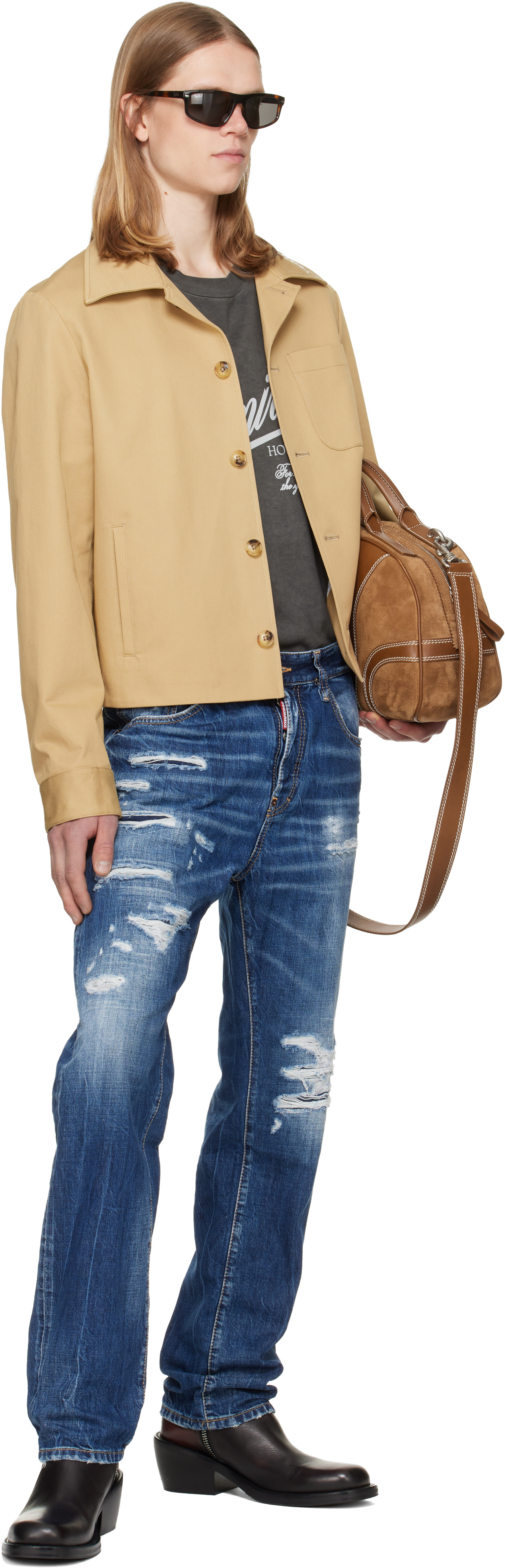 AMIRI - ベージュ Script Collar シャツジャケット