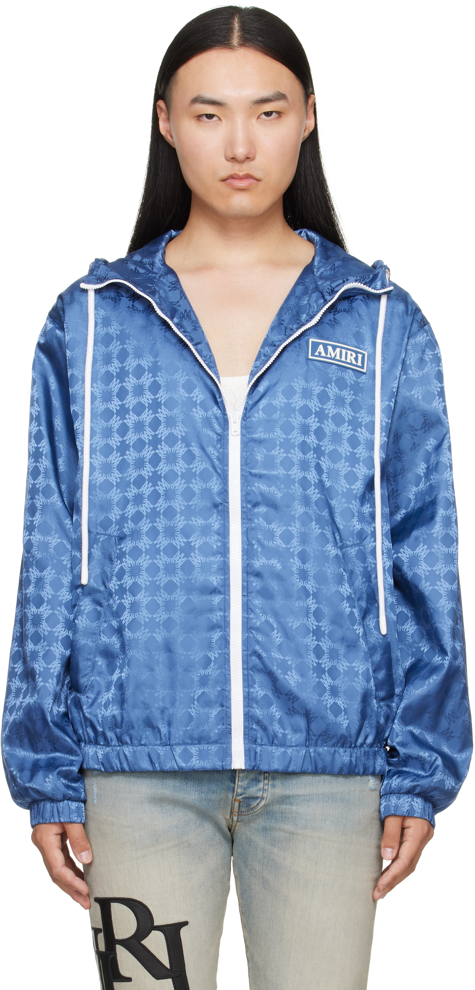 AMIRI - Coupe-vent bleu à quadrigrammes