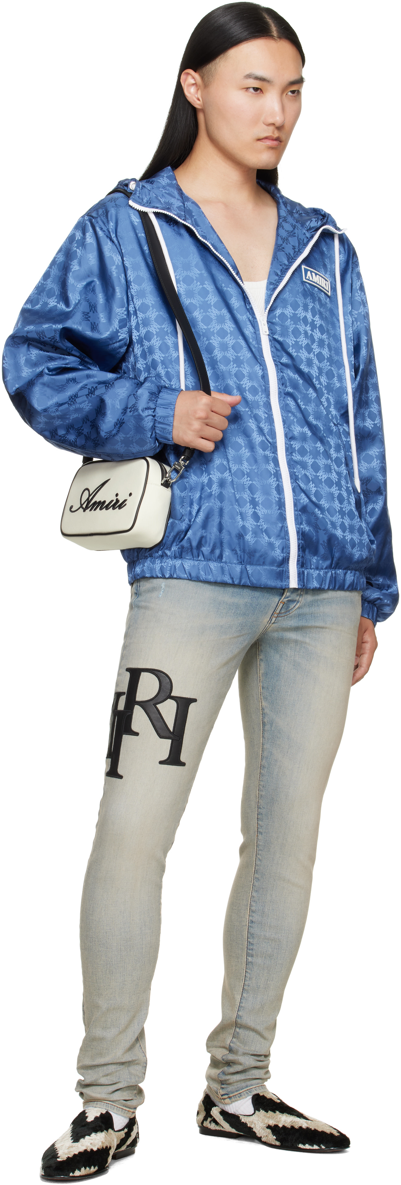 AMIRI - Coupe-vent bleu à quadrigrammes