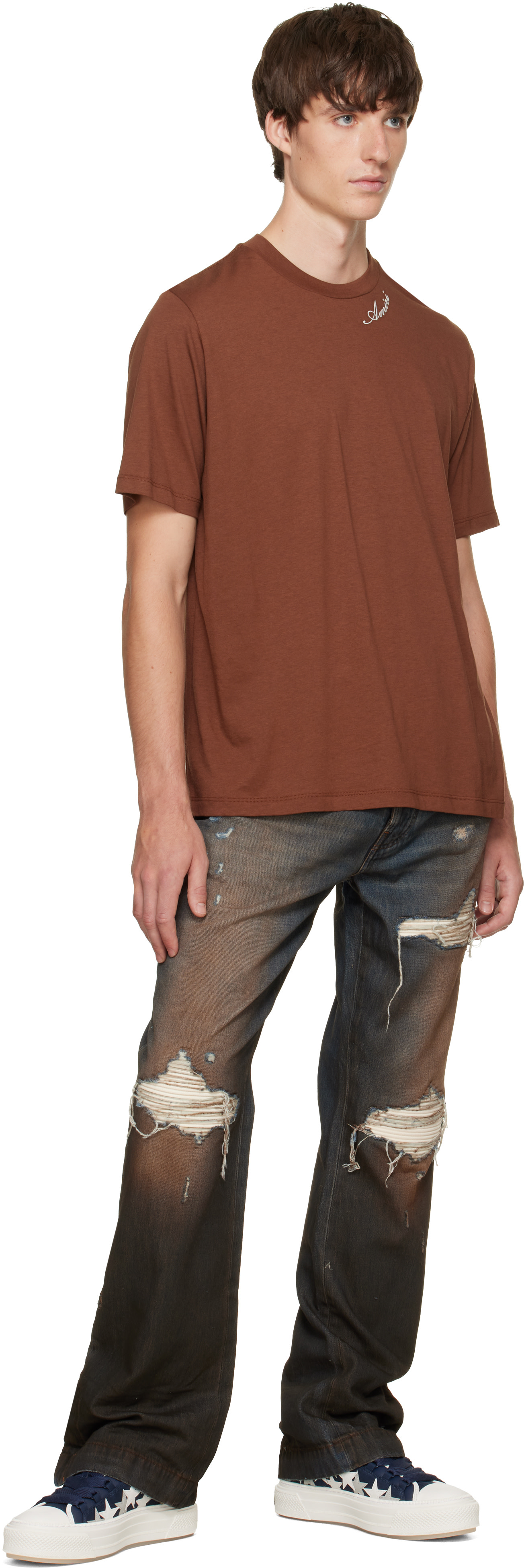 パンツ AMIRI mx1 brown 30 AMIRI: Blue & Brown Straight Flare MX1 Jeans | SSENSE