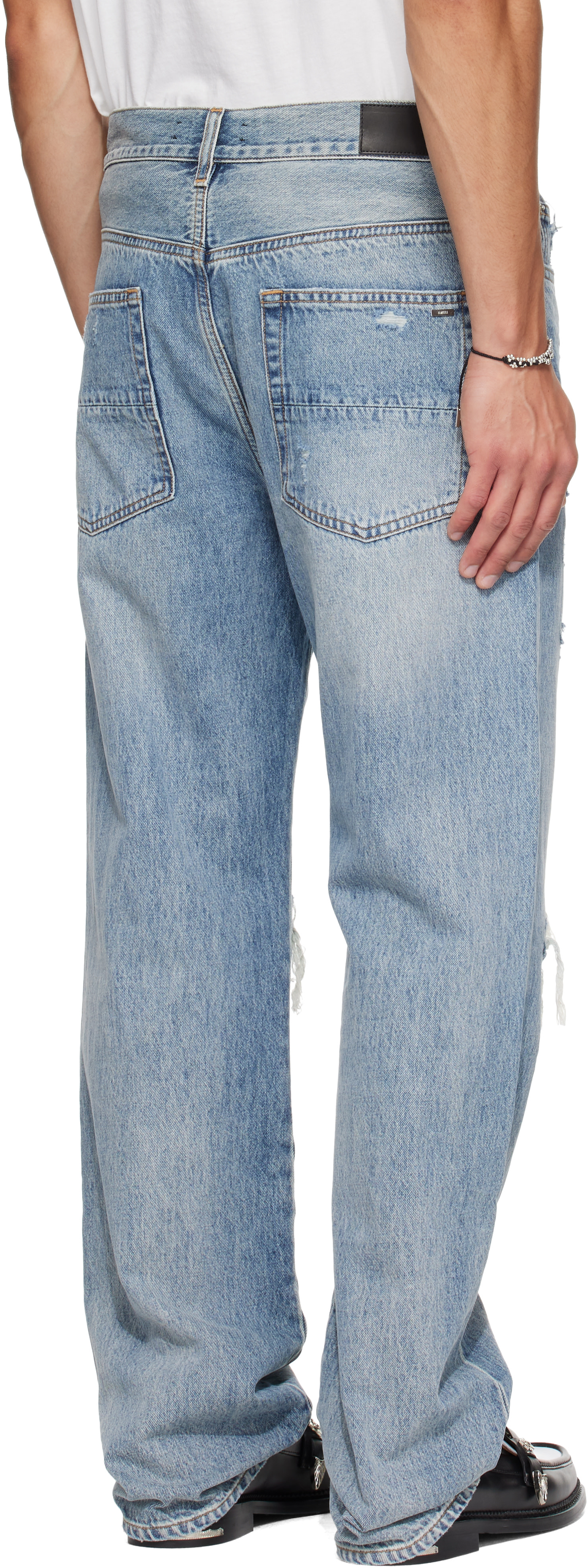 AMIRI: Indigo Suede Straight MX1 Jeans | SSENSE