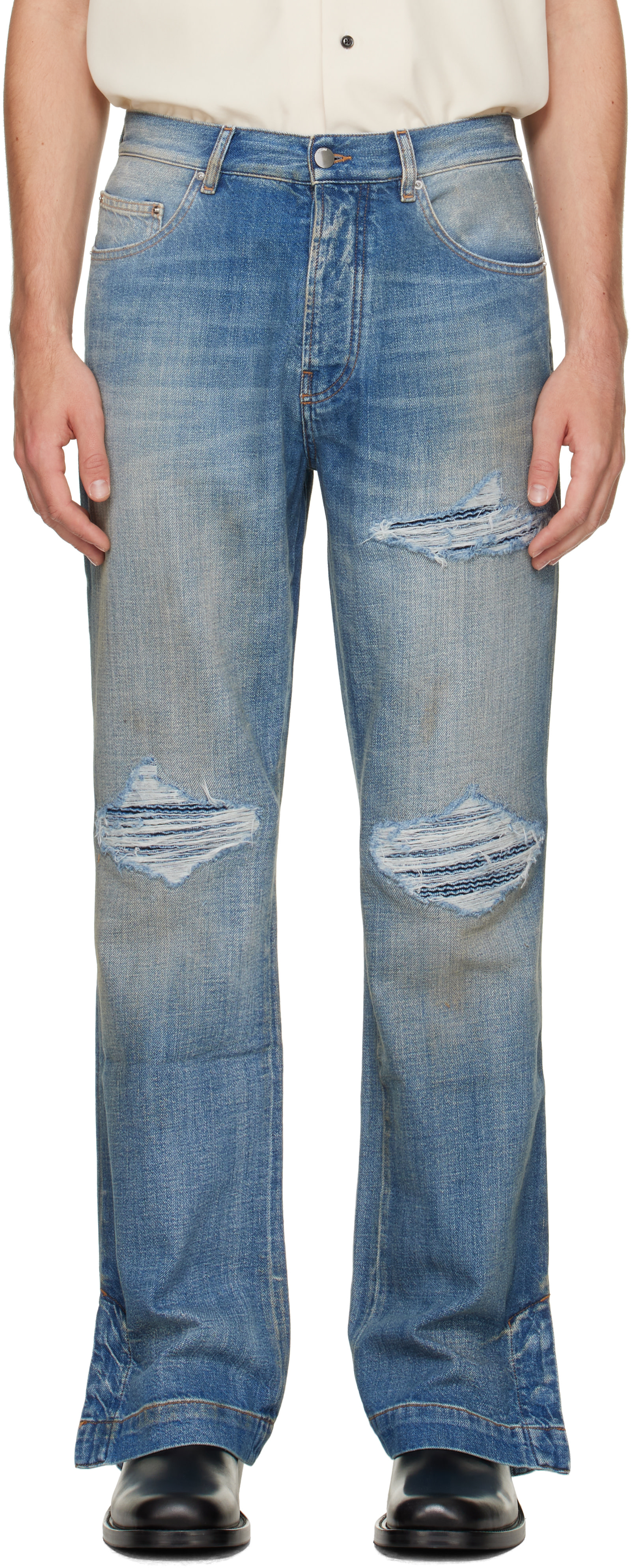 AMIRI: Blue Straight Flare MX1 Jeans | SSENSE AMIRI: Blue Straight Flare MX1 Jeans | SSENSE