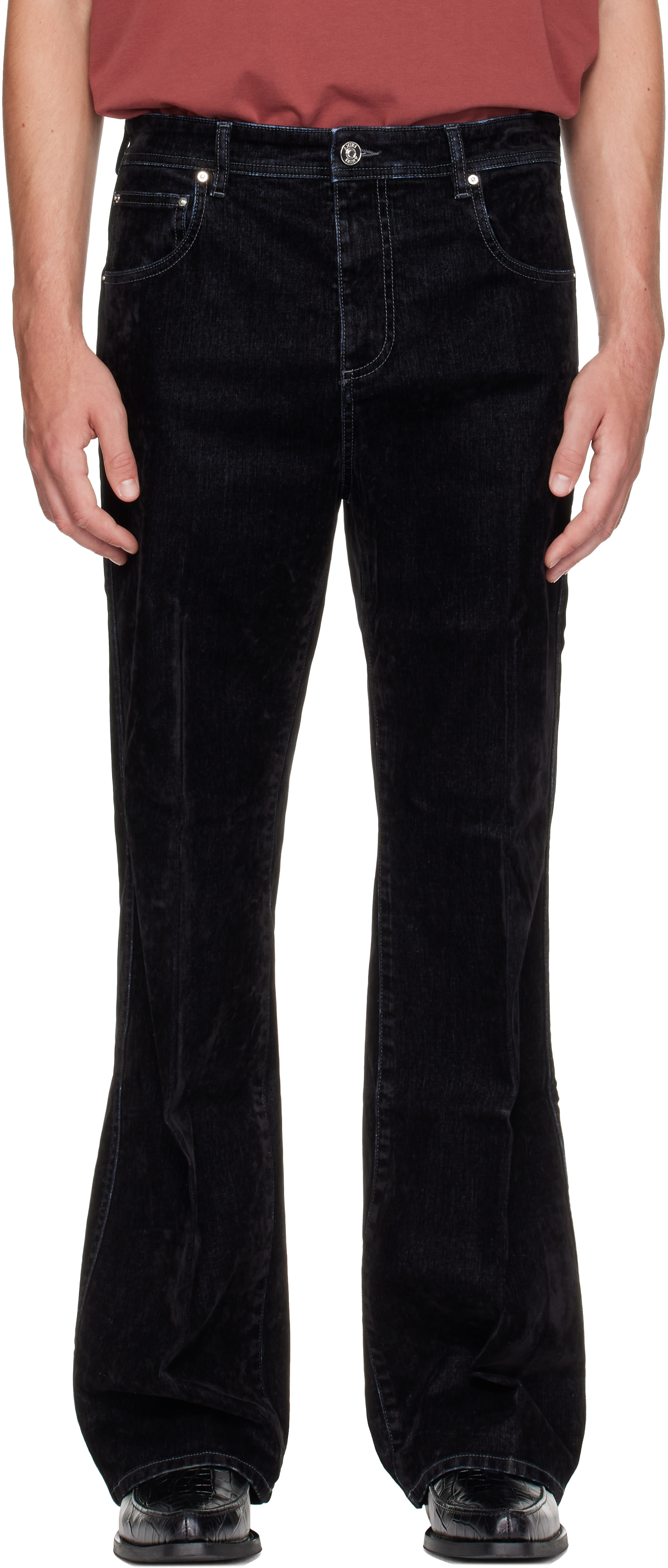 AMIRI: ブラック Vintage Cut Flock デニム ジーンズ | SSENSE 日本