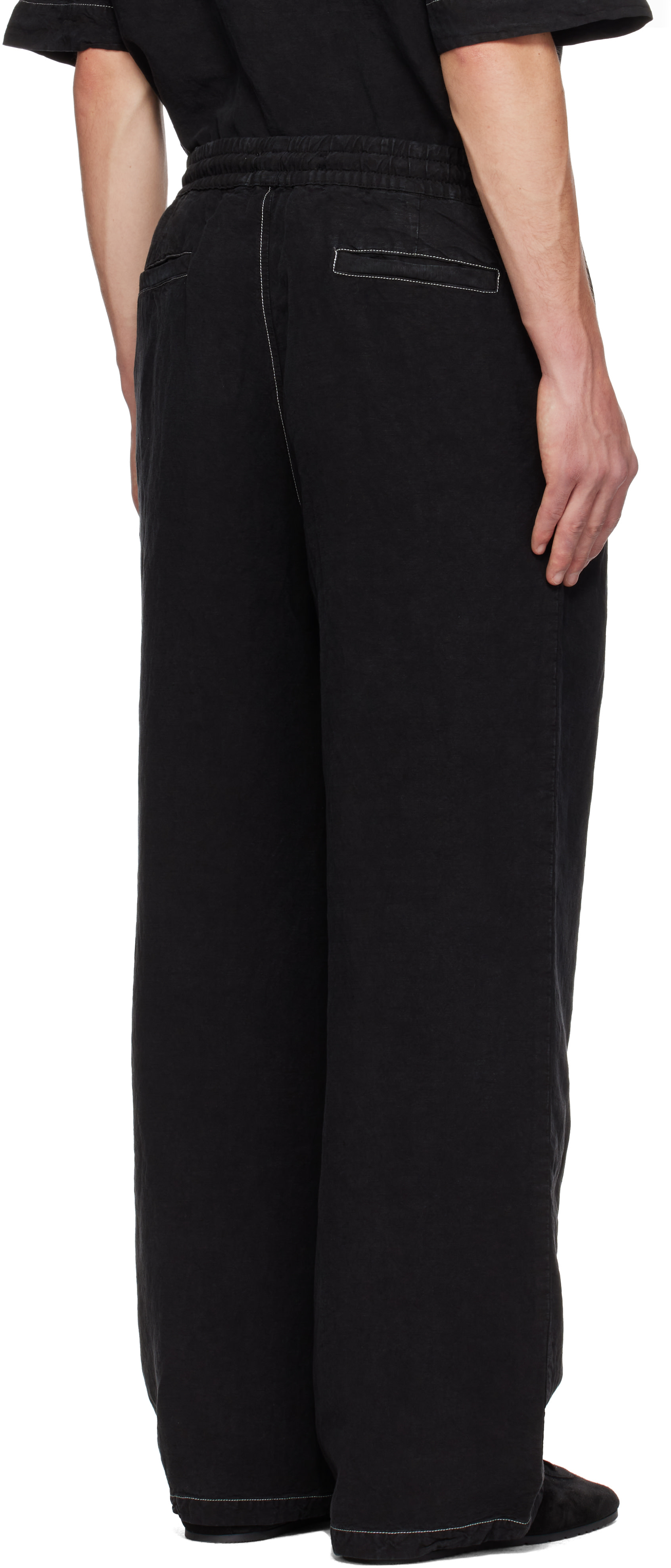 AMIRI - 黑色 Script Linen DD Casual 长裤