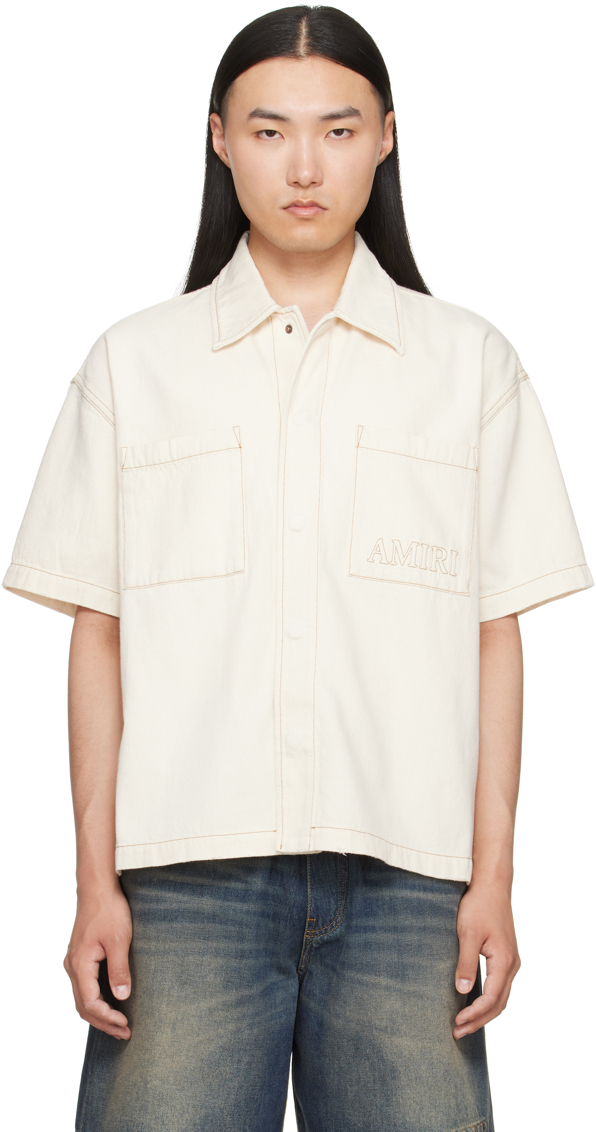 AMIRI: オフホワイト 'Amiri' デニムシャツ | SSENSE 日本