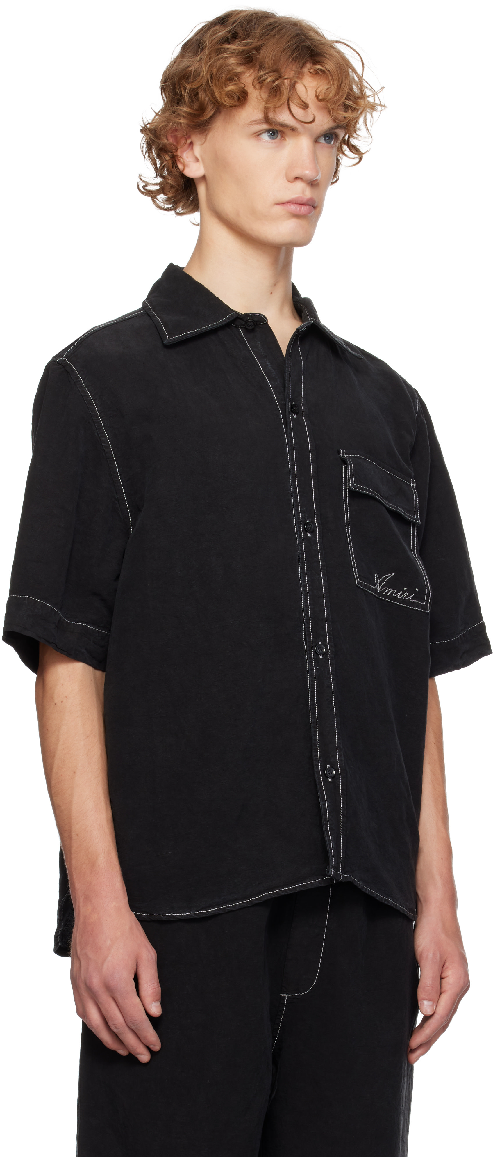 AMIRI - Black Script Linen Shirt