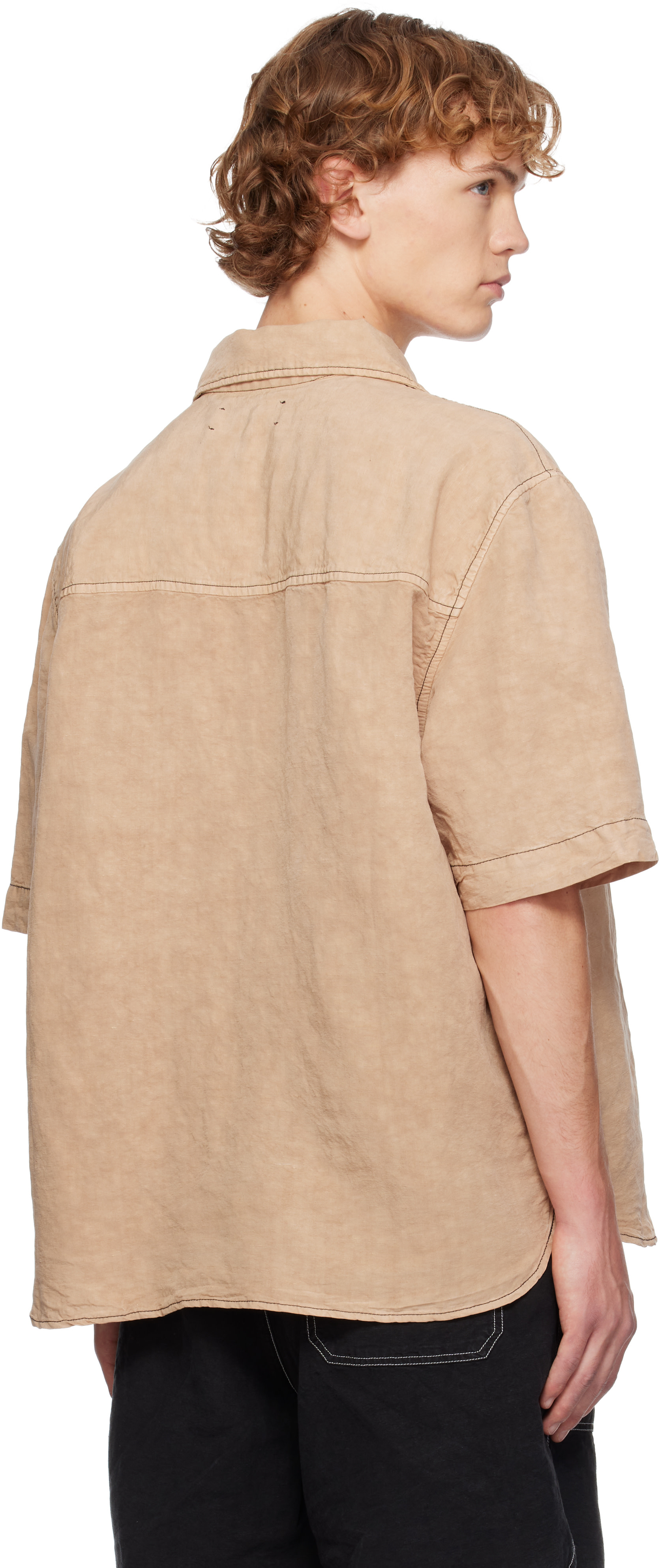 AMIRI - Beige Script Linen Shirt