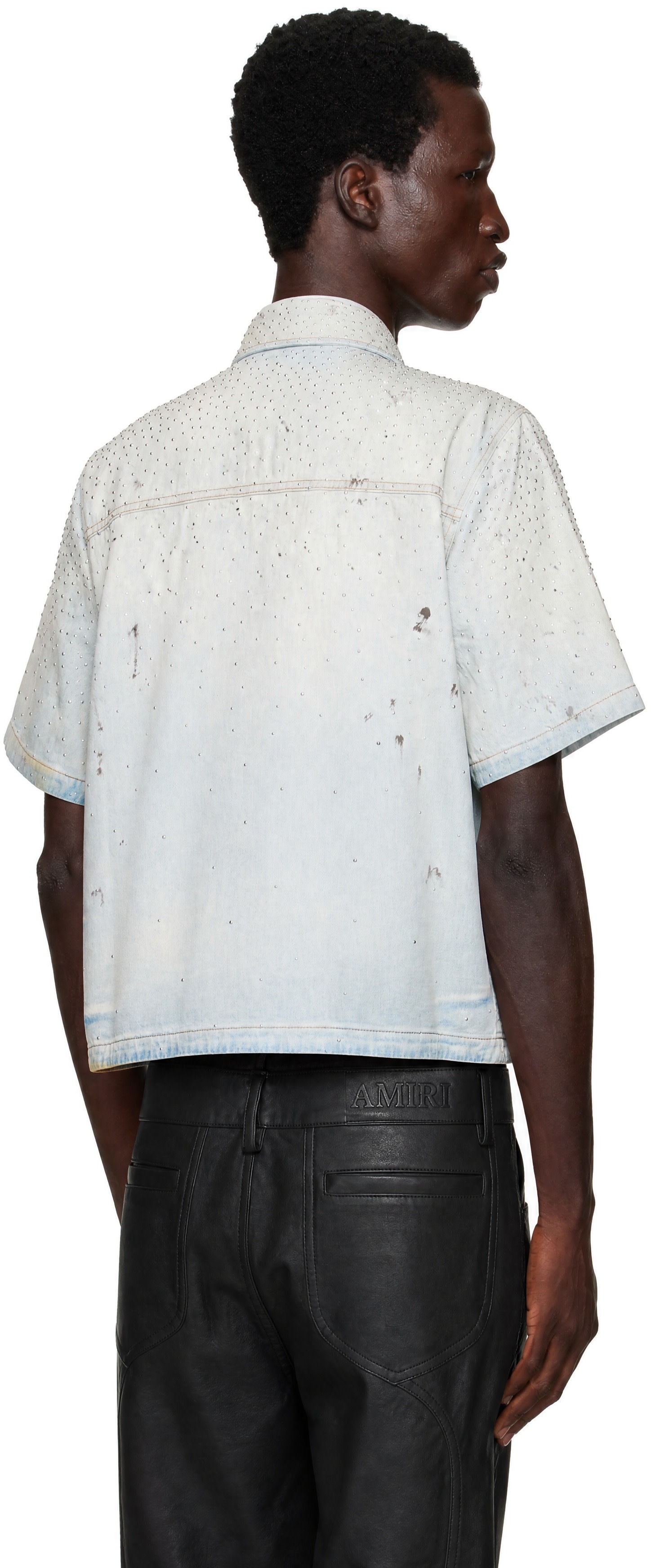 AMIRI - Blue Crystals Oversized Denim Shirt