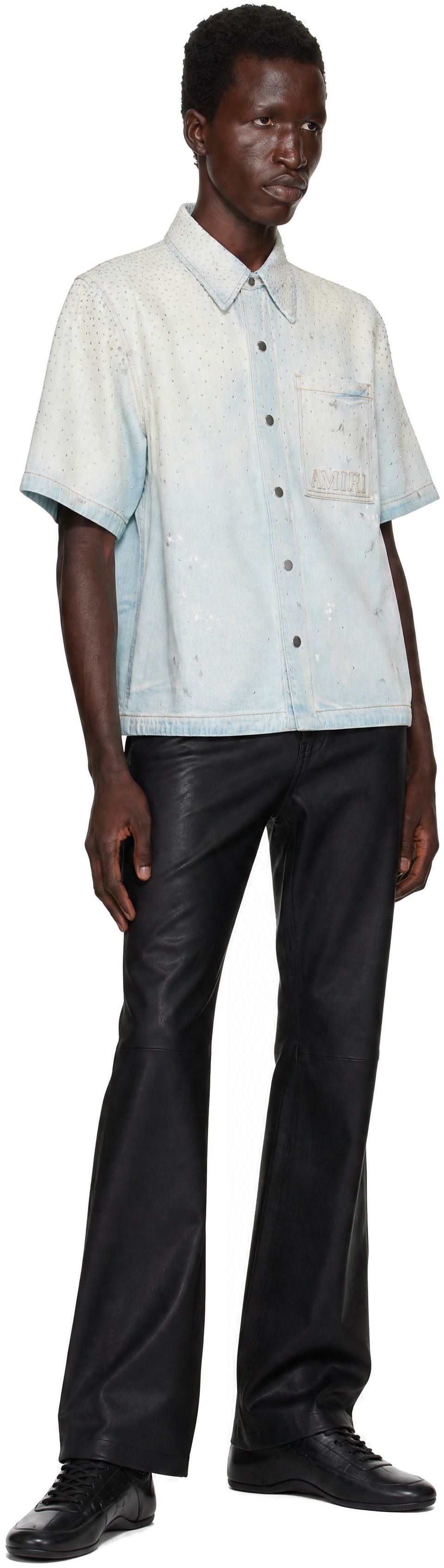 AMIRI - Blue Crystals Oversized Denim Shirt