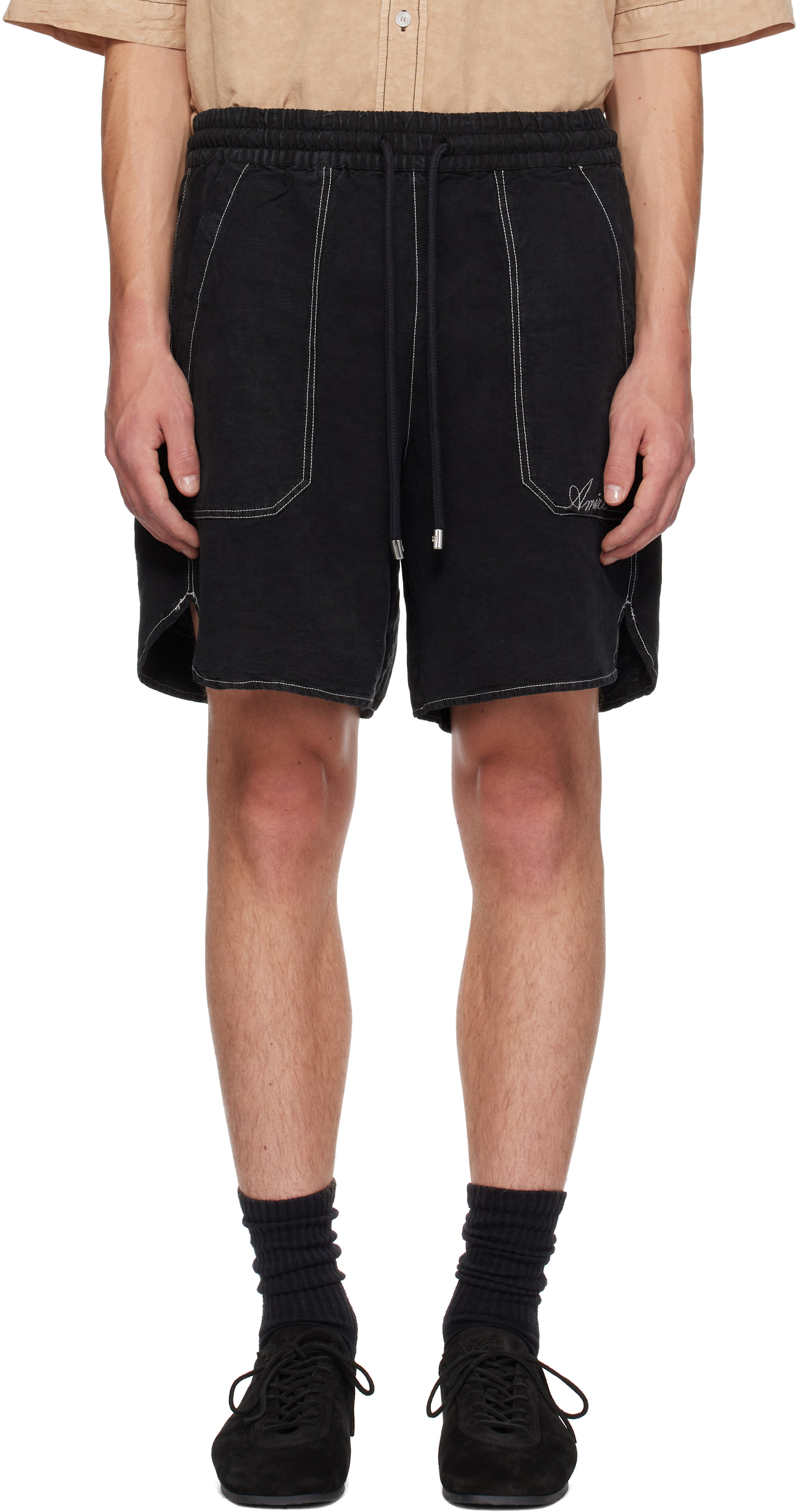 AMIRI - Black Script Linen GD Shorts
