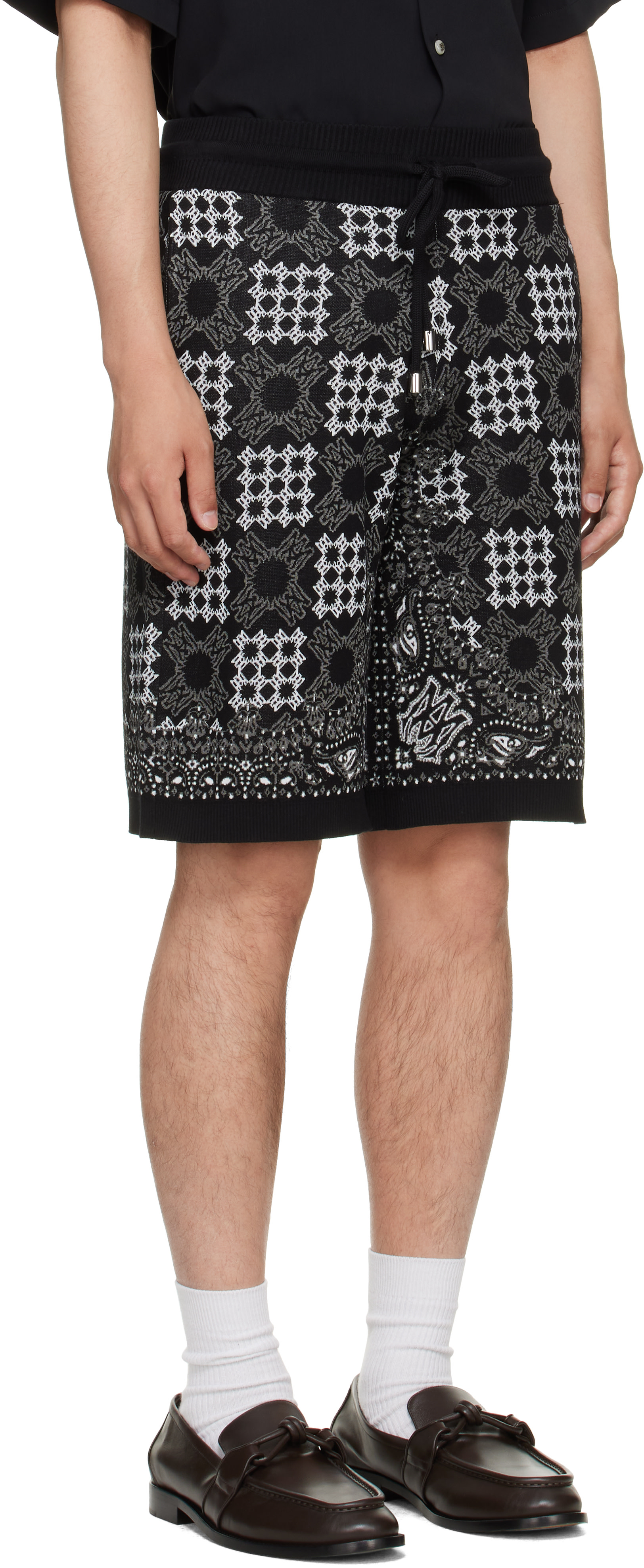 AMIRI: Black MA Quad Check Mesh Knit Shorts | SSENSE Denmark