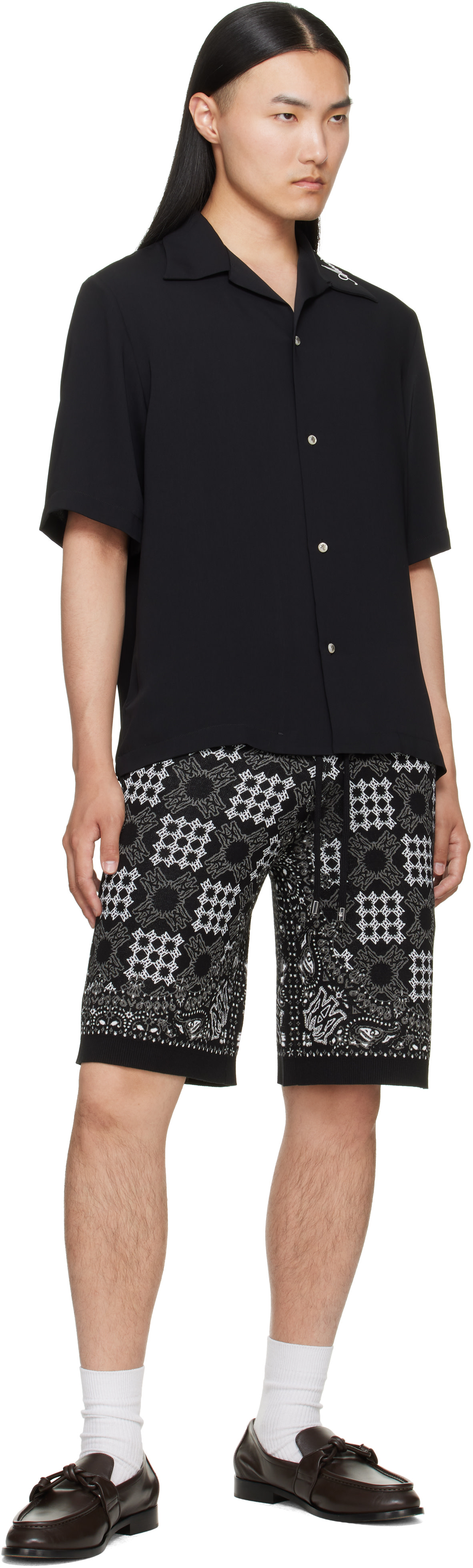AMIRI: ブラック MA Quad チェック メッシュ ニット ショートパンツ