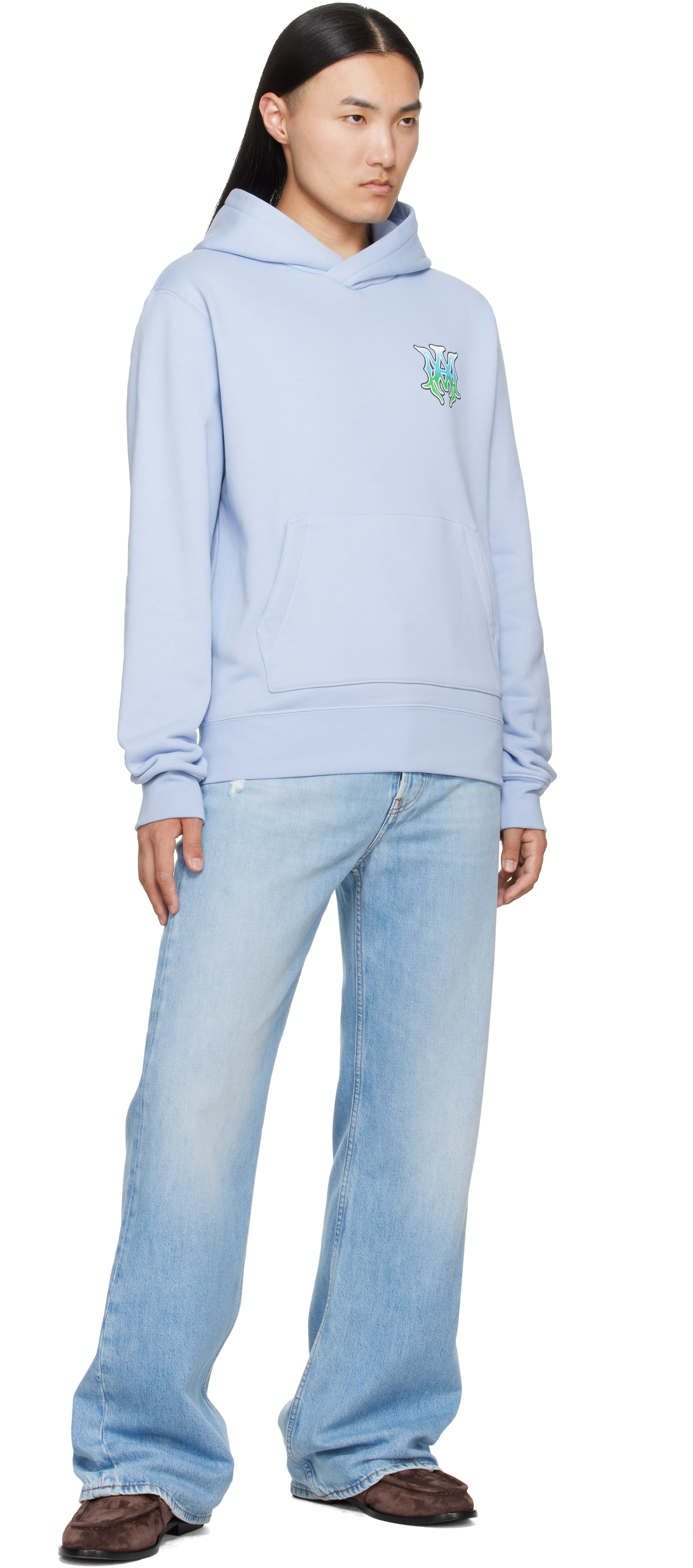 AMIRI - Pull à capuche bleu à monogramme