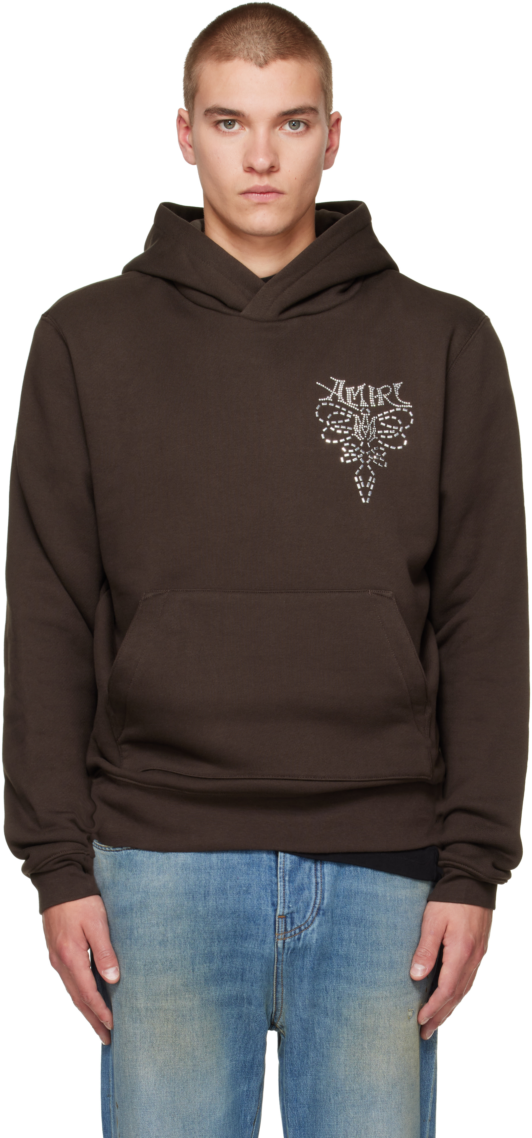 AMIRI - Pull à capuche brun à images et logos