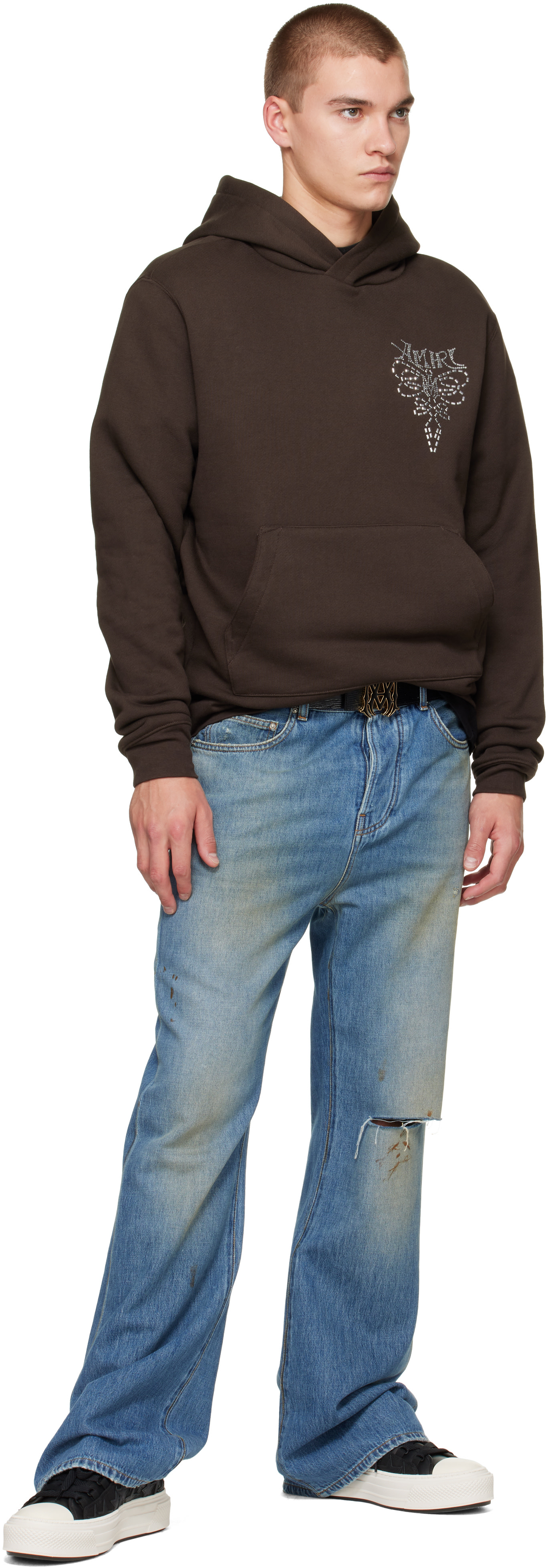 AMIRI - Pull à capuche brun à images et logos
