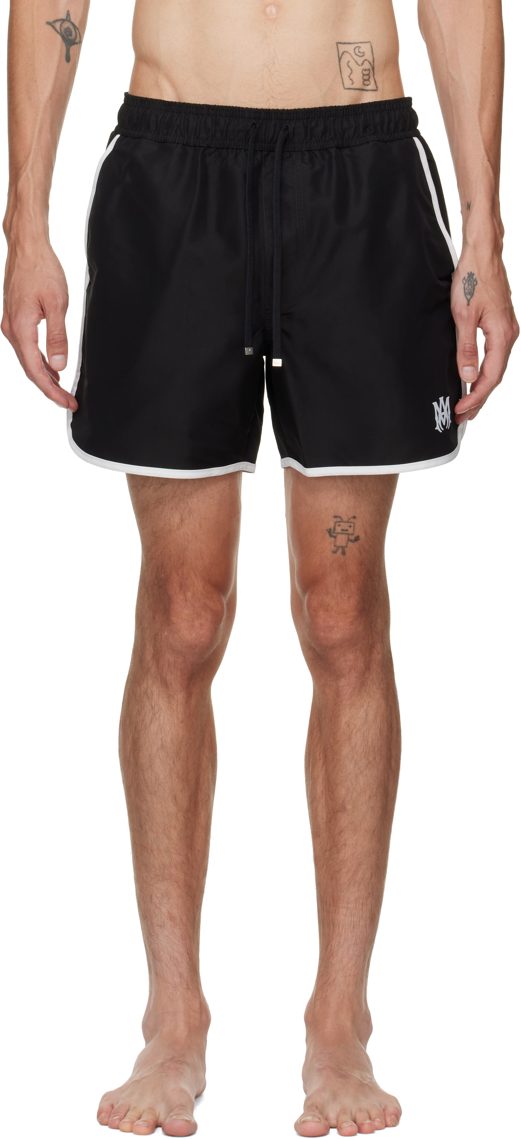 【新品】AMIRI アミリ メンズ スイムショーツ 水着 タウンユース可能 M AMIRI: ブラック 'MA' スポーティ スイムショーツ | SSENSE 日本