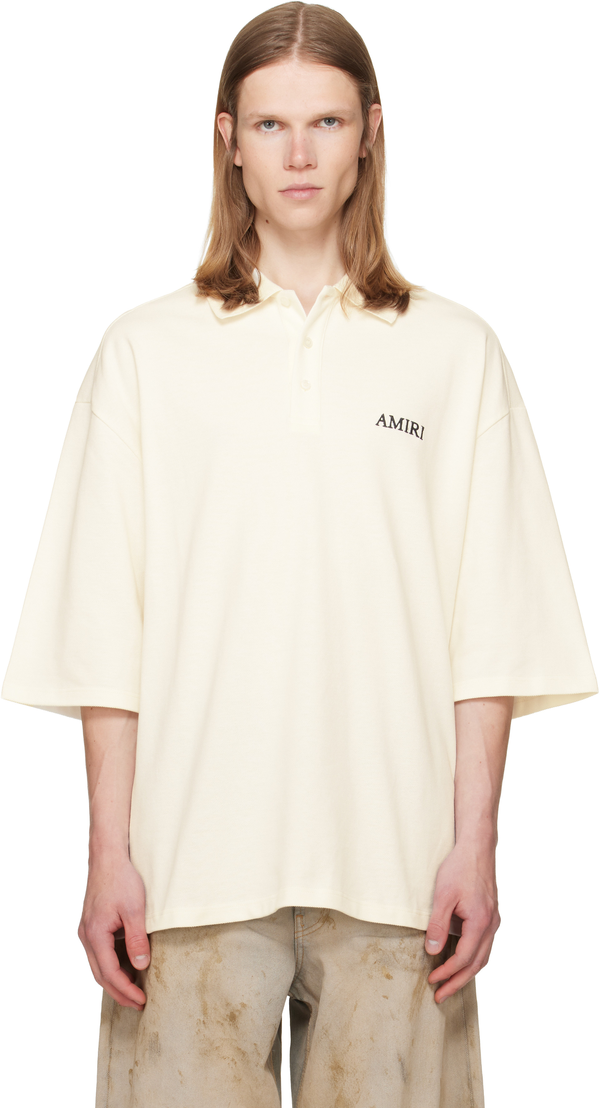 AMIRI - Polo blanc cassé à logo