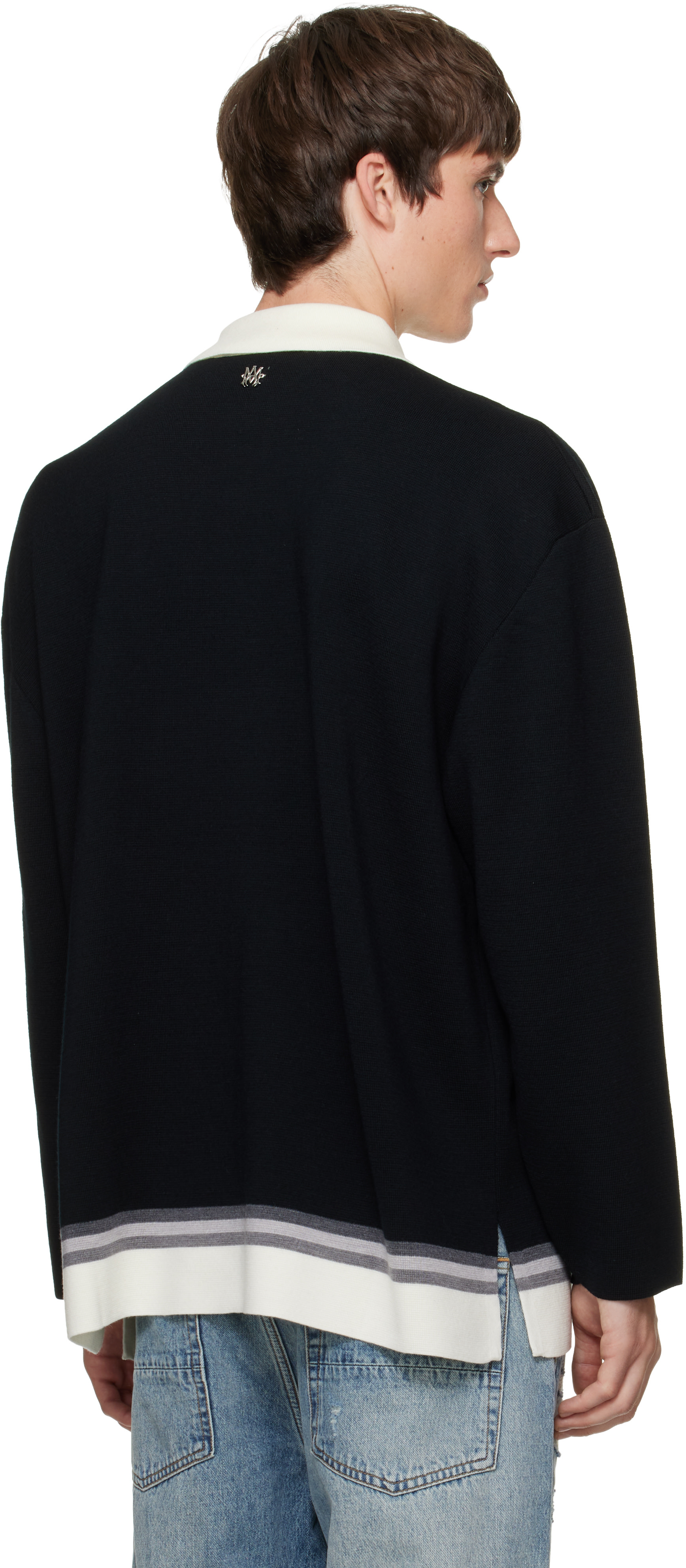 AMIRI - ブラック Lasso Knit LS ニットポロシャツ