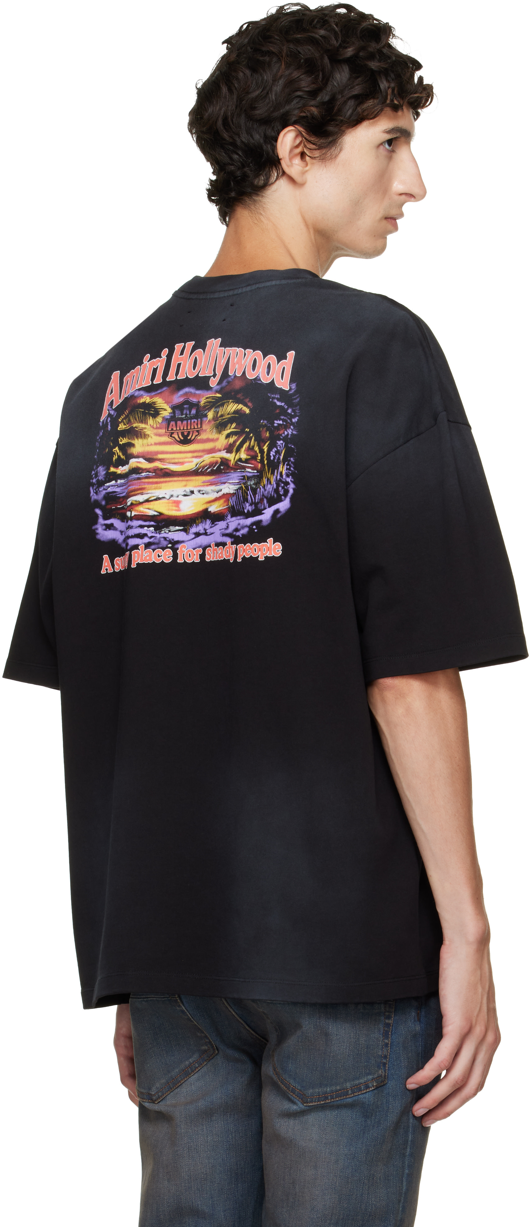 AMIRI: Black Sunny Place HJ GD Skate T-shirt | SSENSE