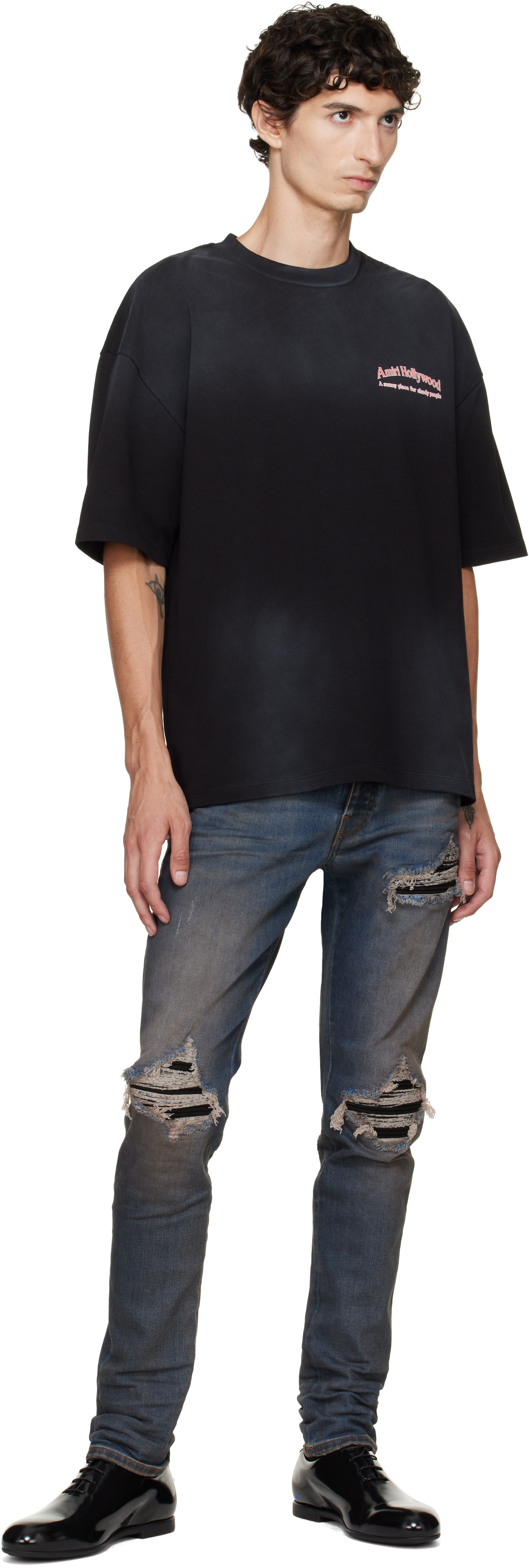 AMIRI: Black Sunny Place HJ GD Skate T-shirt | SSENSE