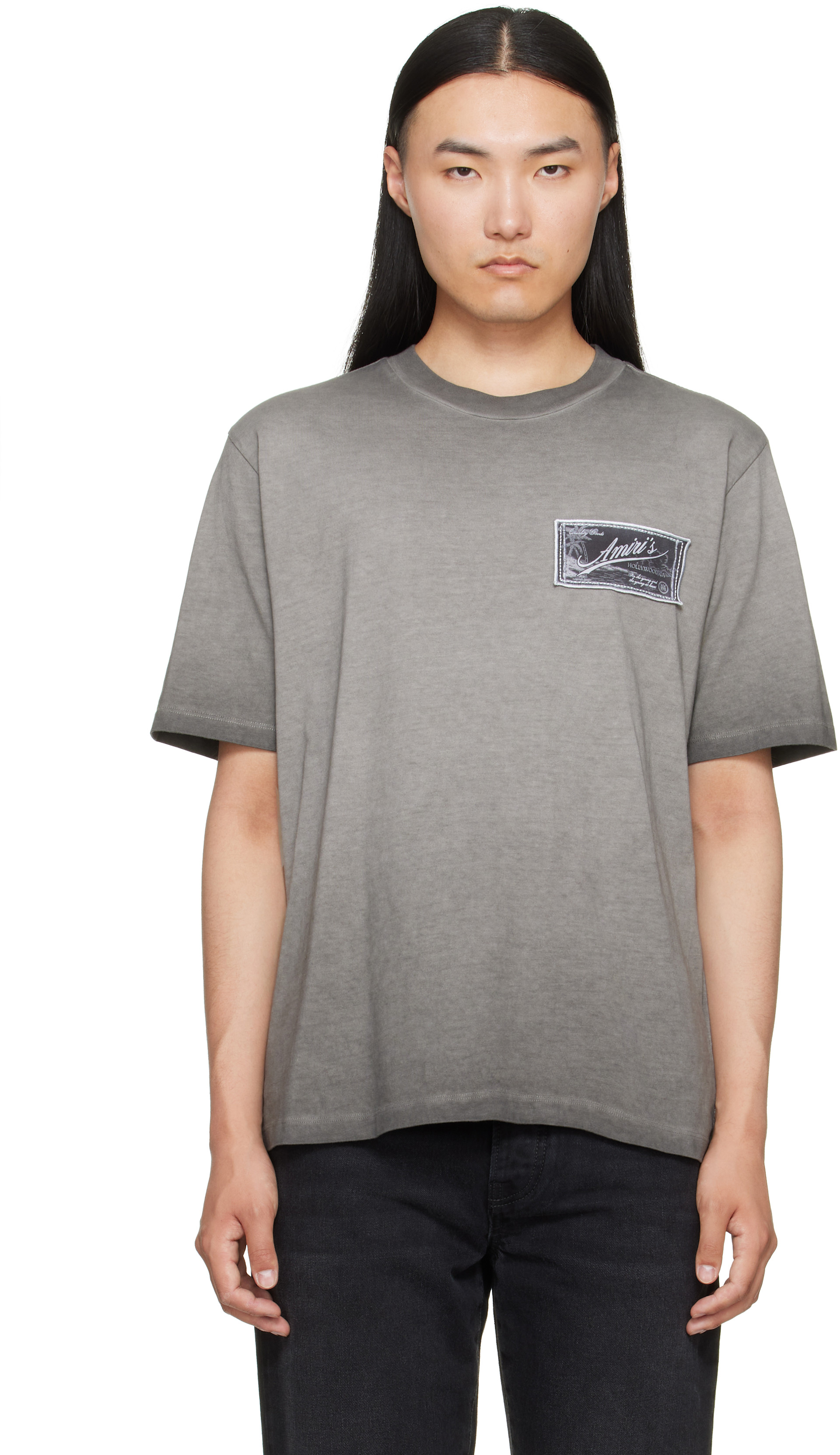 AMIRI ダメージ加工 Tシャツ グレー AMIRI: グレー 'Amiri Quality Goods' Label Tシャツ | SSENSE 日本