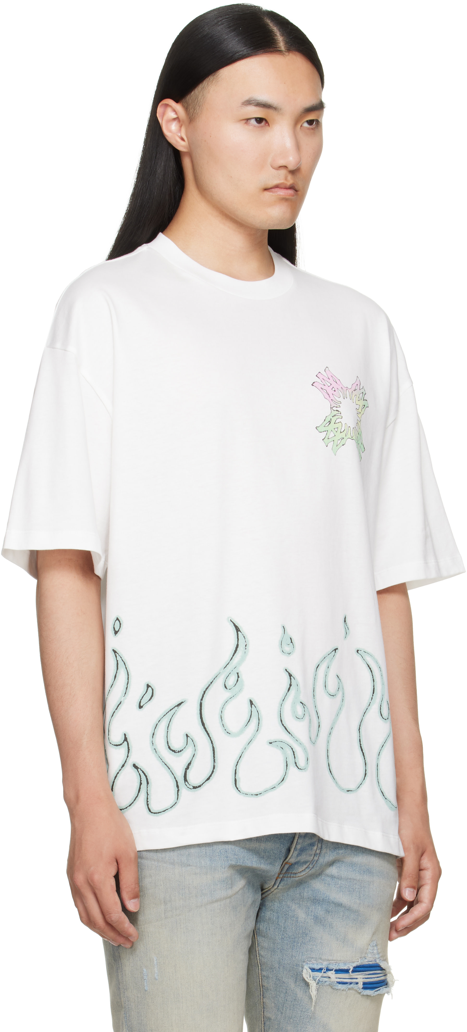 AMIRI: ホワイト MA Quad Flames オーバーサイズ Tシャツ | SSENSE 日本