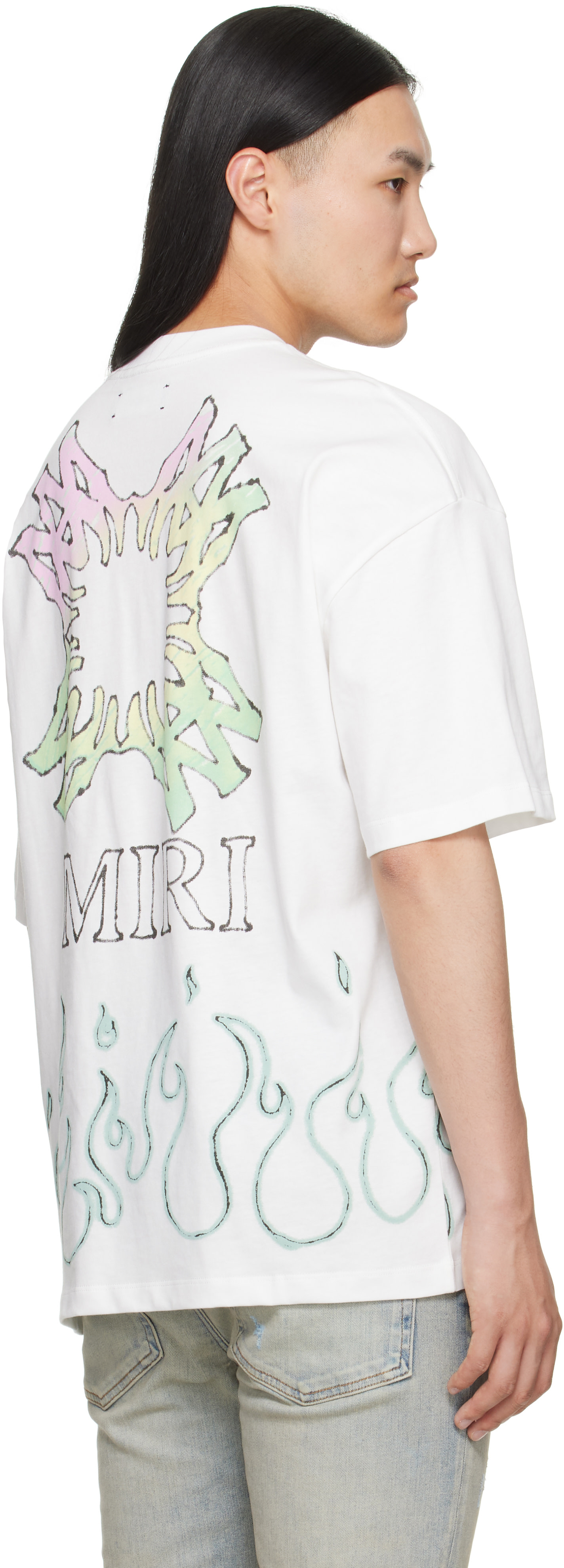 AMIRI: ホワイト MA Quad Flames オーバーサイズ Tシャツ | SSENSE 日本