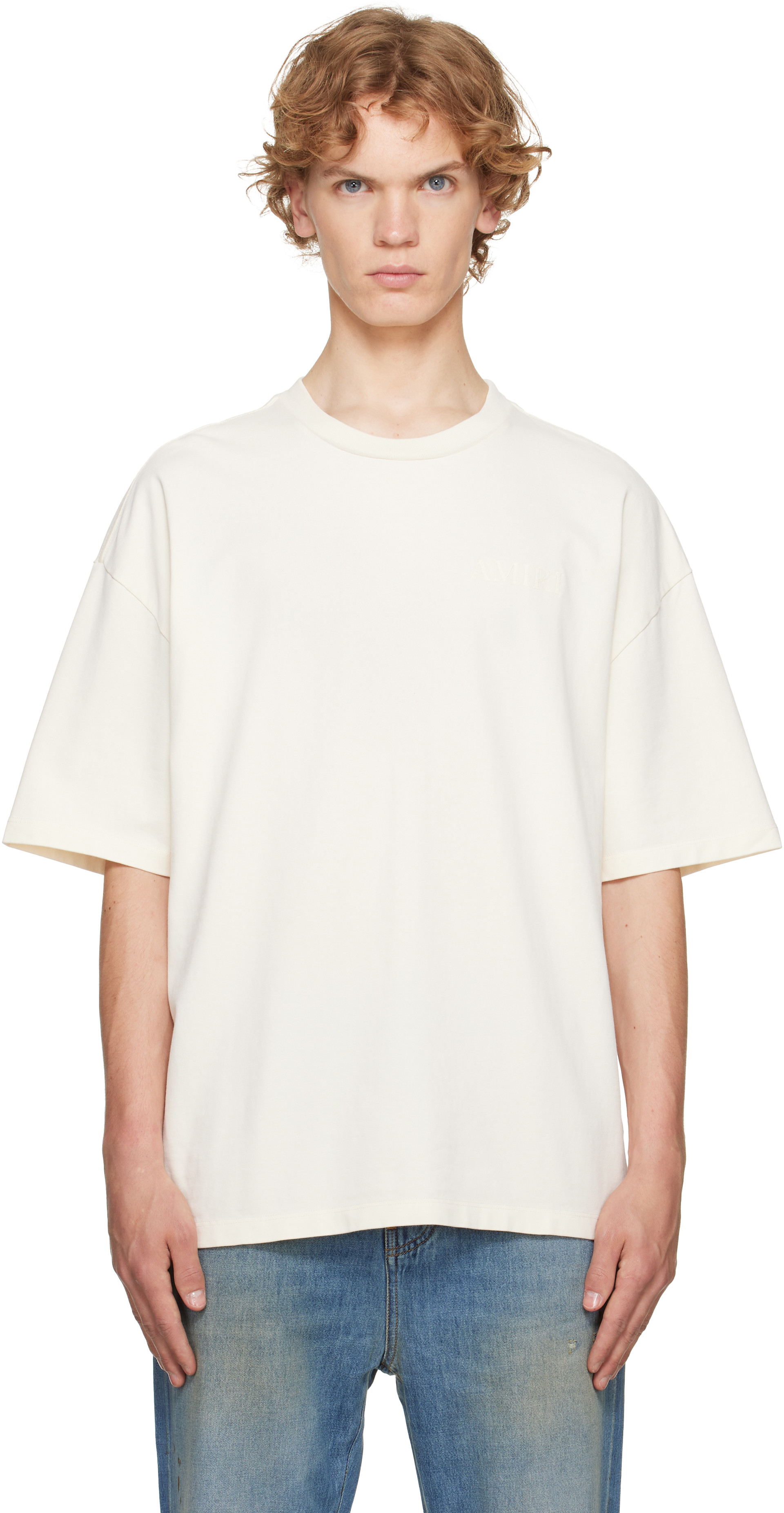 AMIRI - 오프 화이트 반다나 패치 오버사이즈 티셔츠