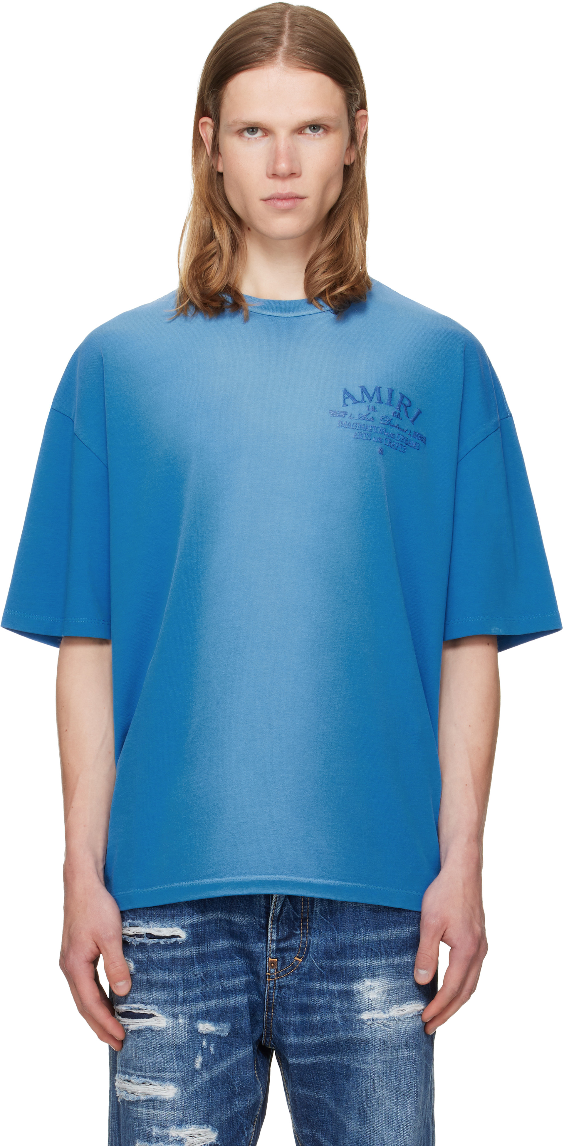 AMIRI: Blue 'Arts District' HJ GD Skate T-shirt | SSENSE