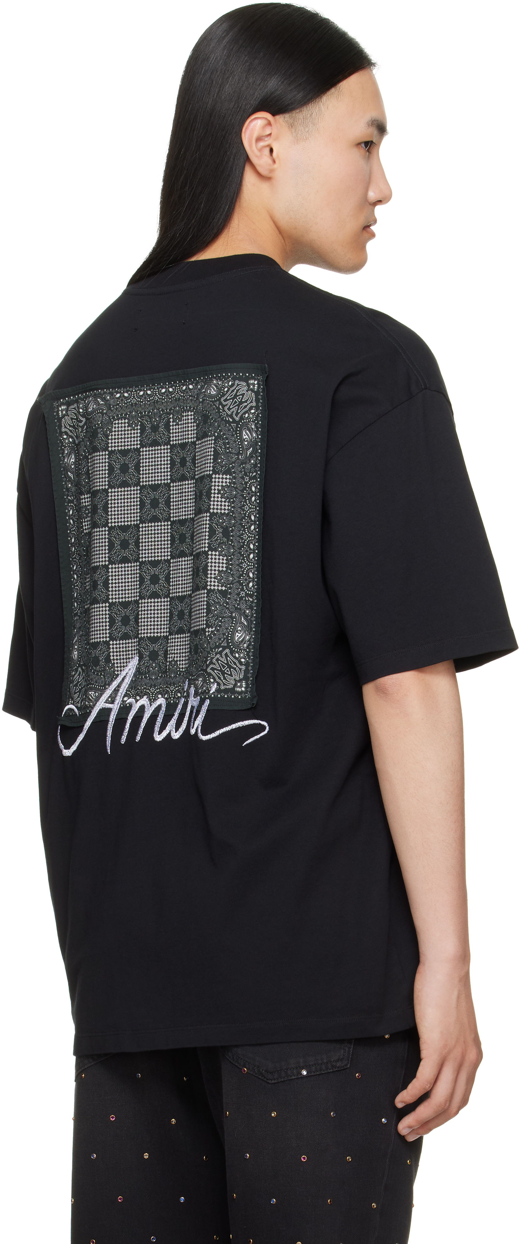 AMIRI: ブラック MA Quad Checkerboard オーバーサイズ Tシャツ