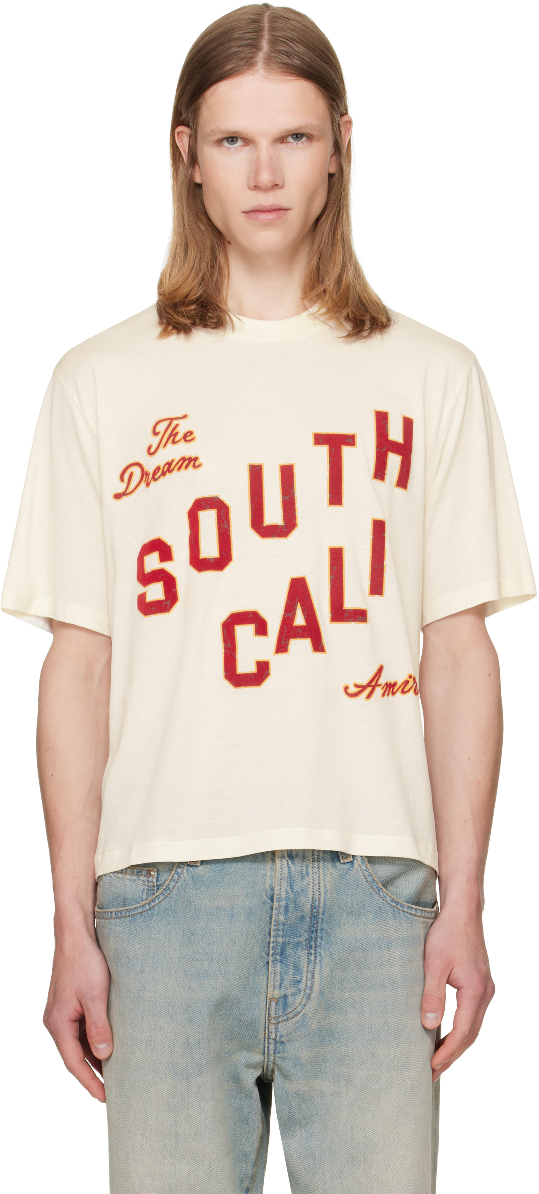 AMIRI - White 'South Cali' Crop T-shirt