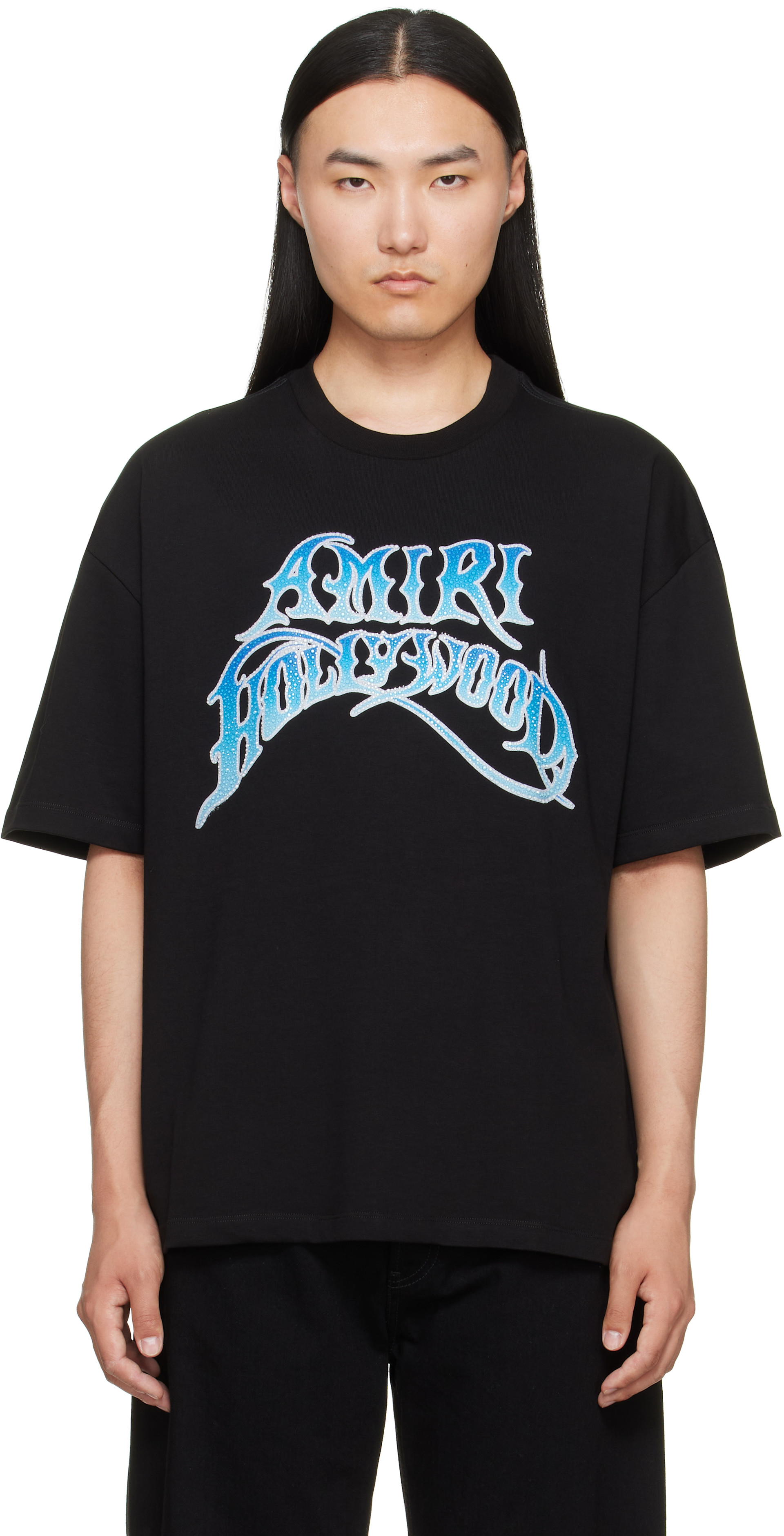 AMIRI: ブラック Crystal Skater Tシャツ | SSENSE 日本