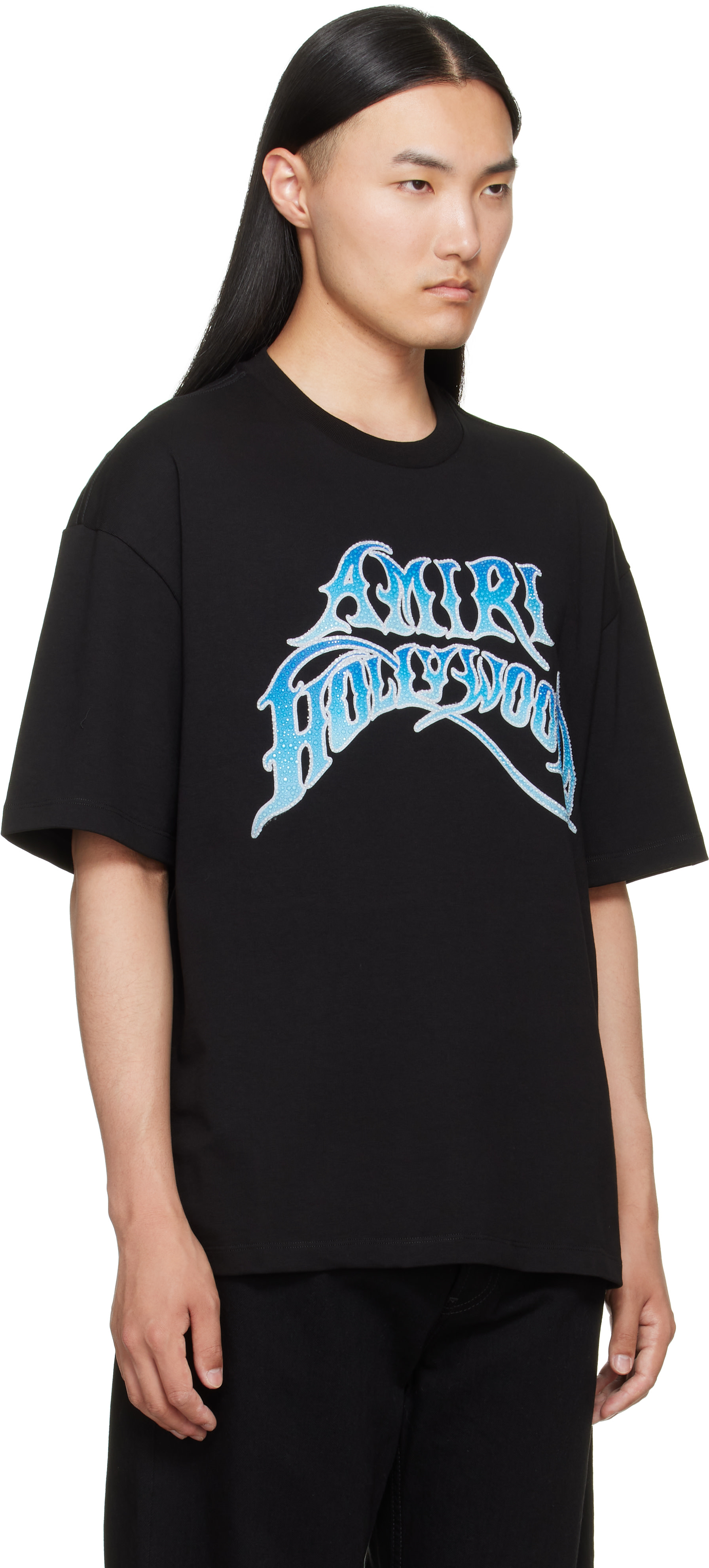 AMIRI: ブラック Crystal Skater Tシャツ | SSENSE 日本