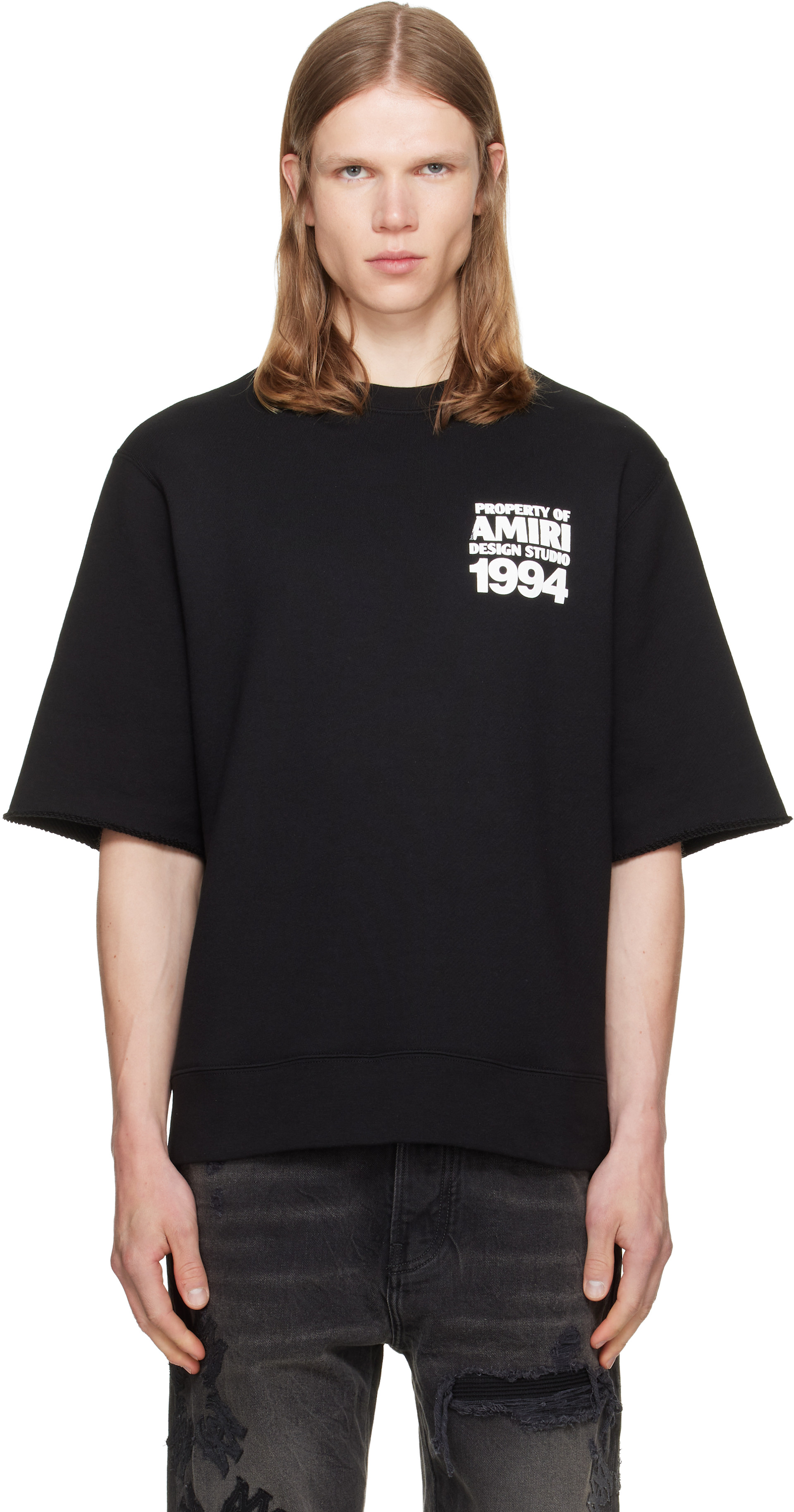 AMIRI: Black 'AMIRI 1994' Cutoff Crew T-shirt | SSENSE